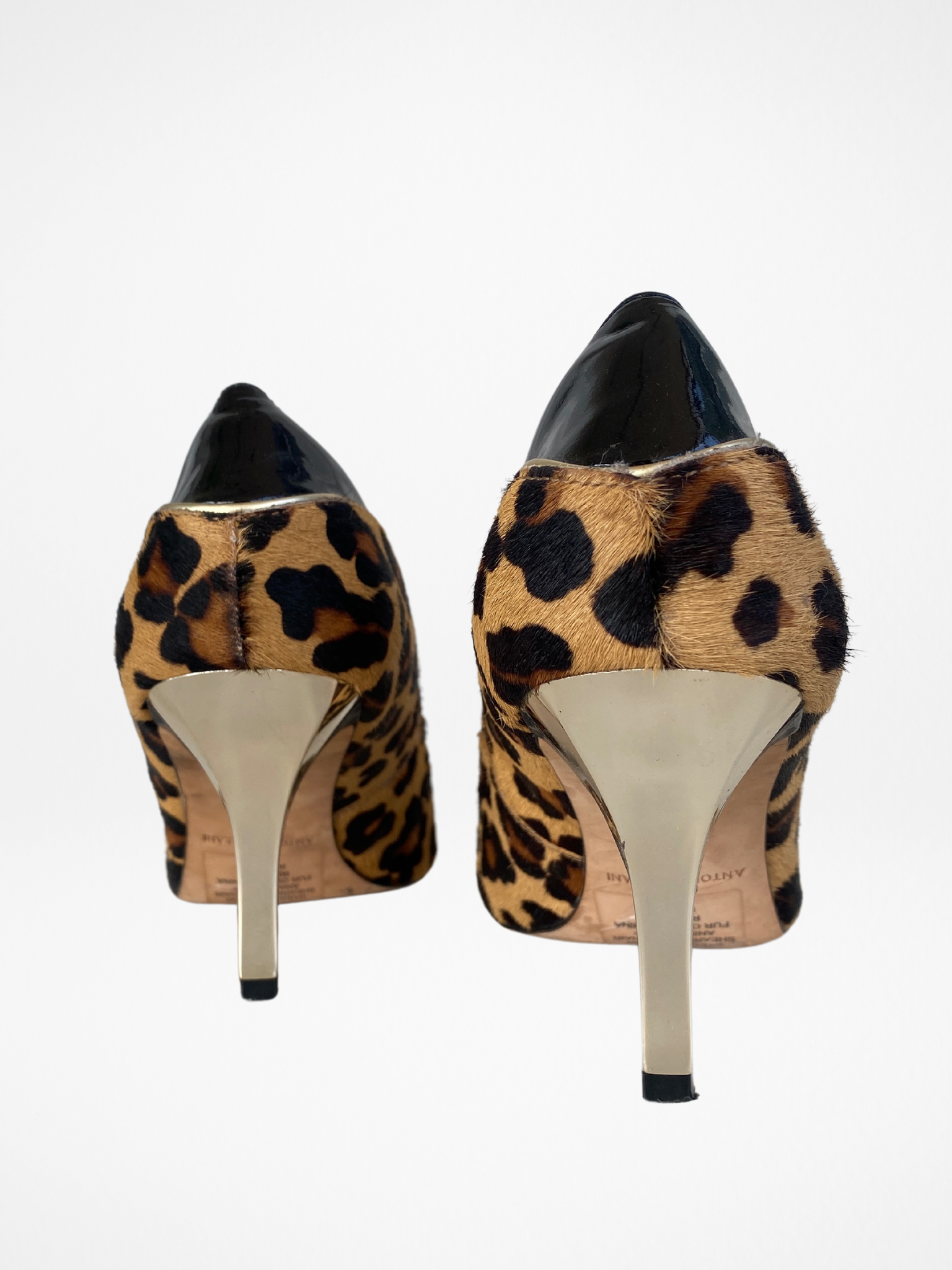 Antonio Melani Cheetah Print Real Sheared Calf Fur High Heels Leather - 39EUR