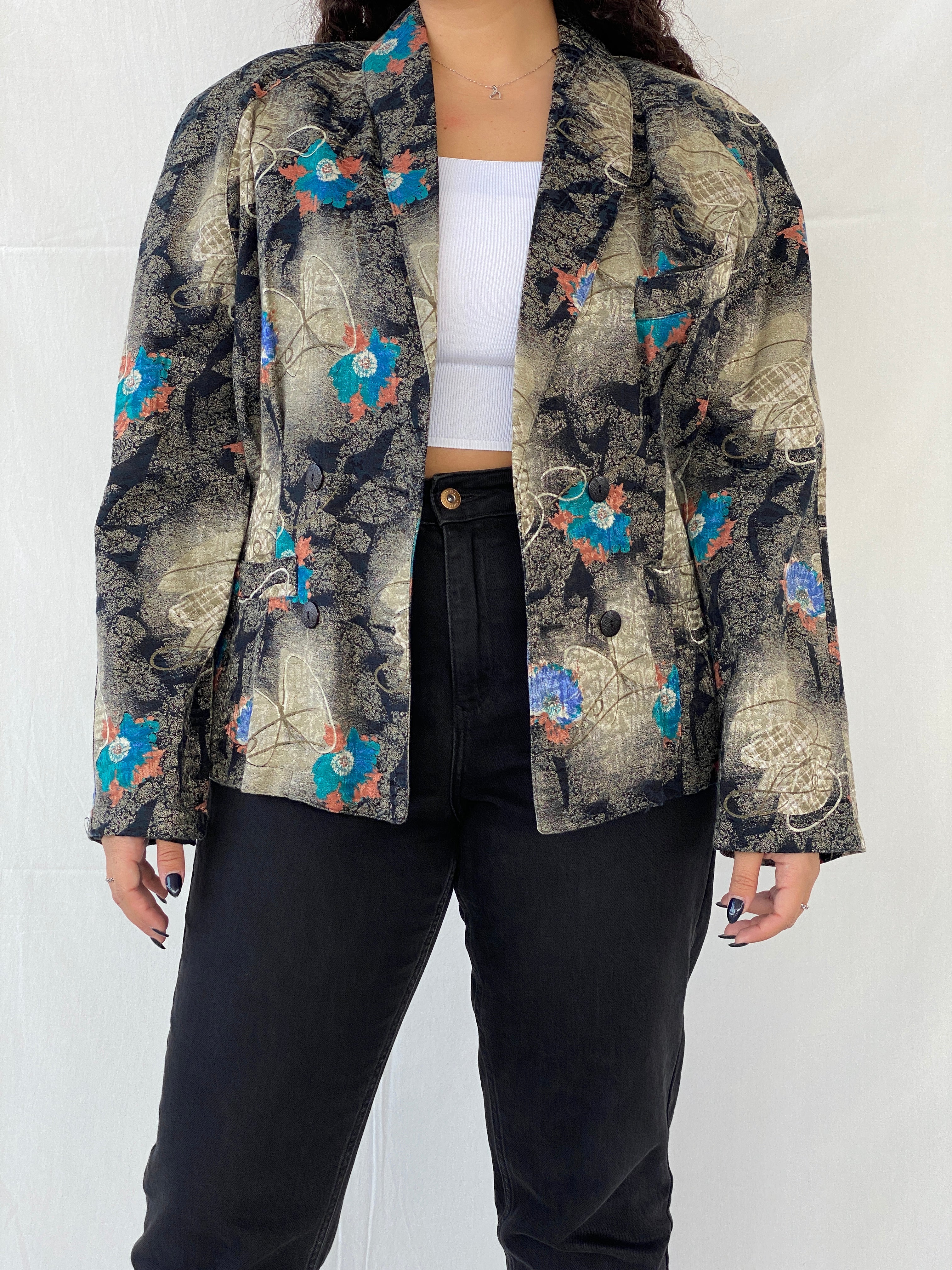 Vintage Miss Helen Granny Style Floral Blazer - XL