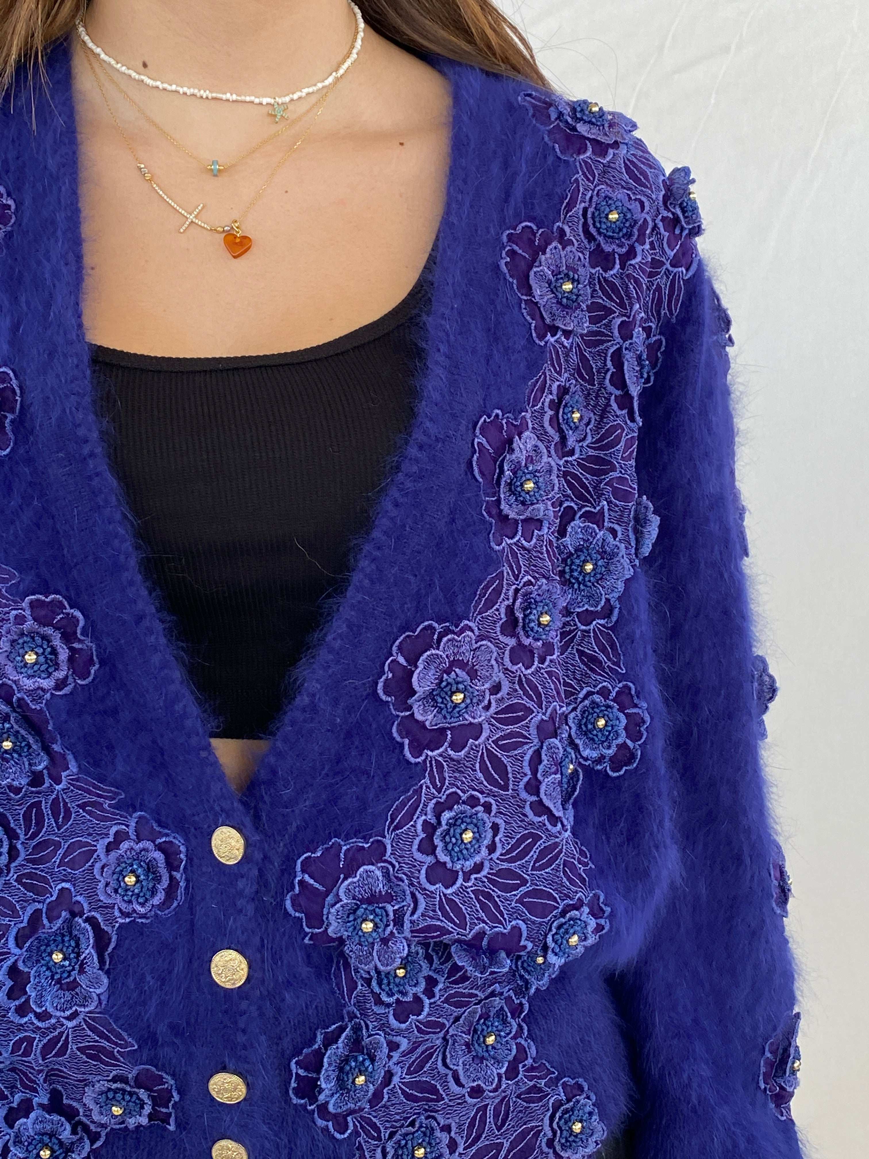 Vintage New Fashion Floral Embroidered Cardigan - Balagan Vintage Cardigan 00s, 90s, cardigan, Juana, NEW IN