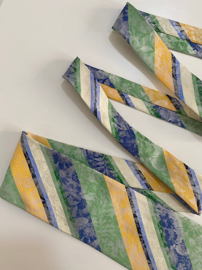 Vintage Gian Marco Venturi Silk Pastel Floral Striped Tie