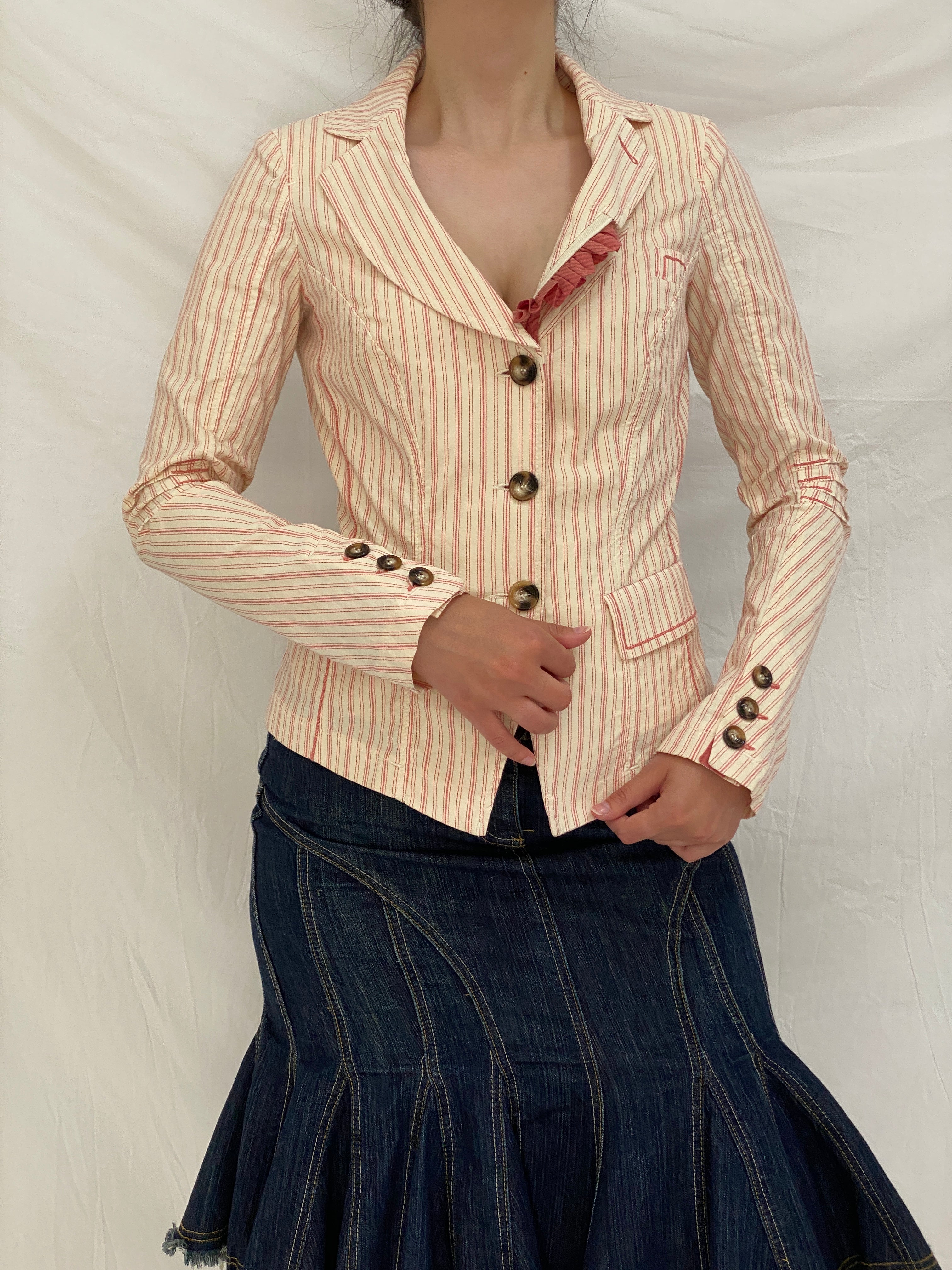 Vintage Tarmanuda by Grazia Pi Pink Striped Tailored Blazer – S