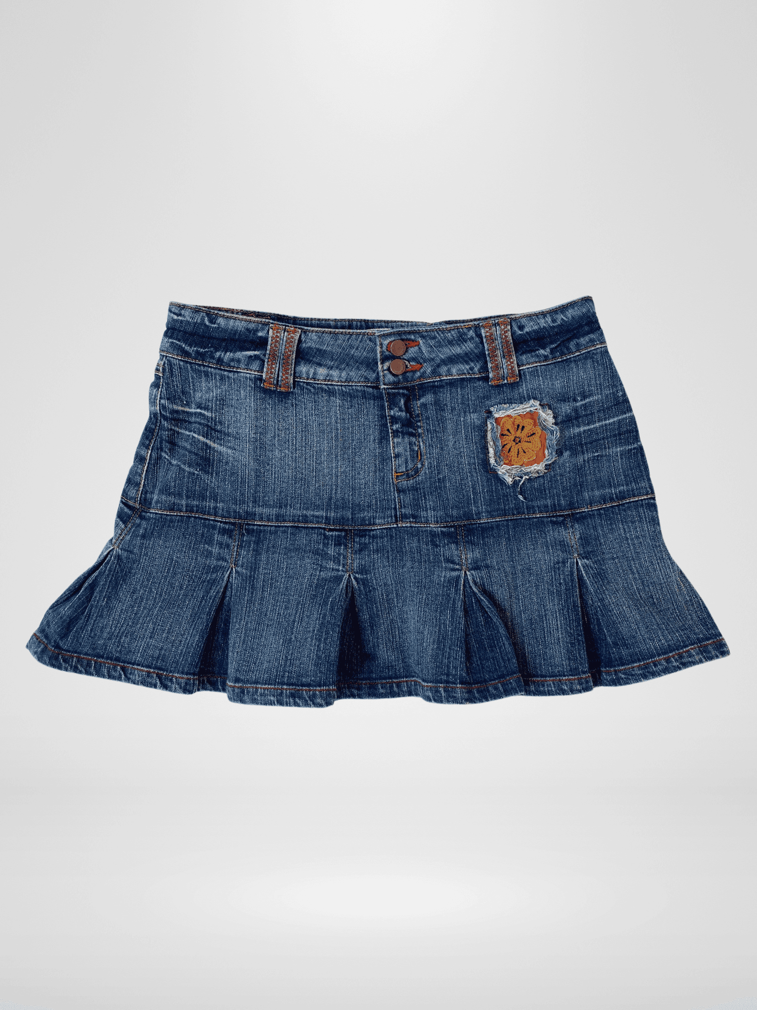 Y2K Collezione Pleated Mini Denim Skirt - M