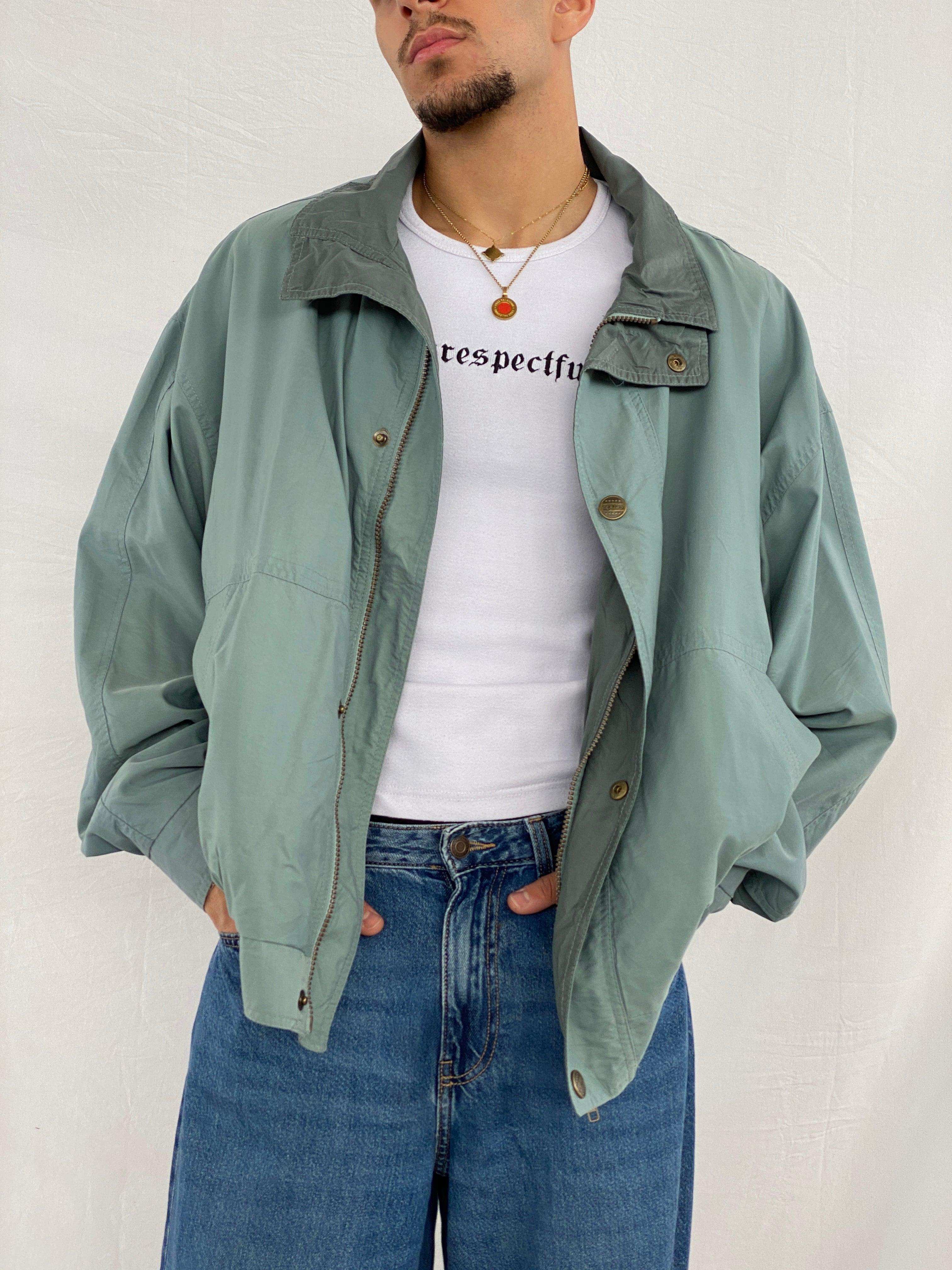 Y2K Canda Windbreaker Jacket- Mint Green- 80s jacket- 00s jacket