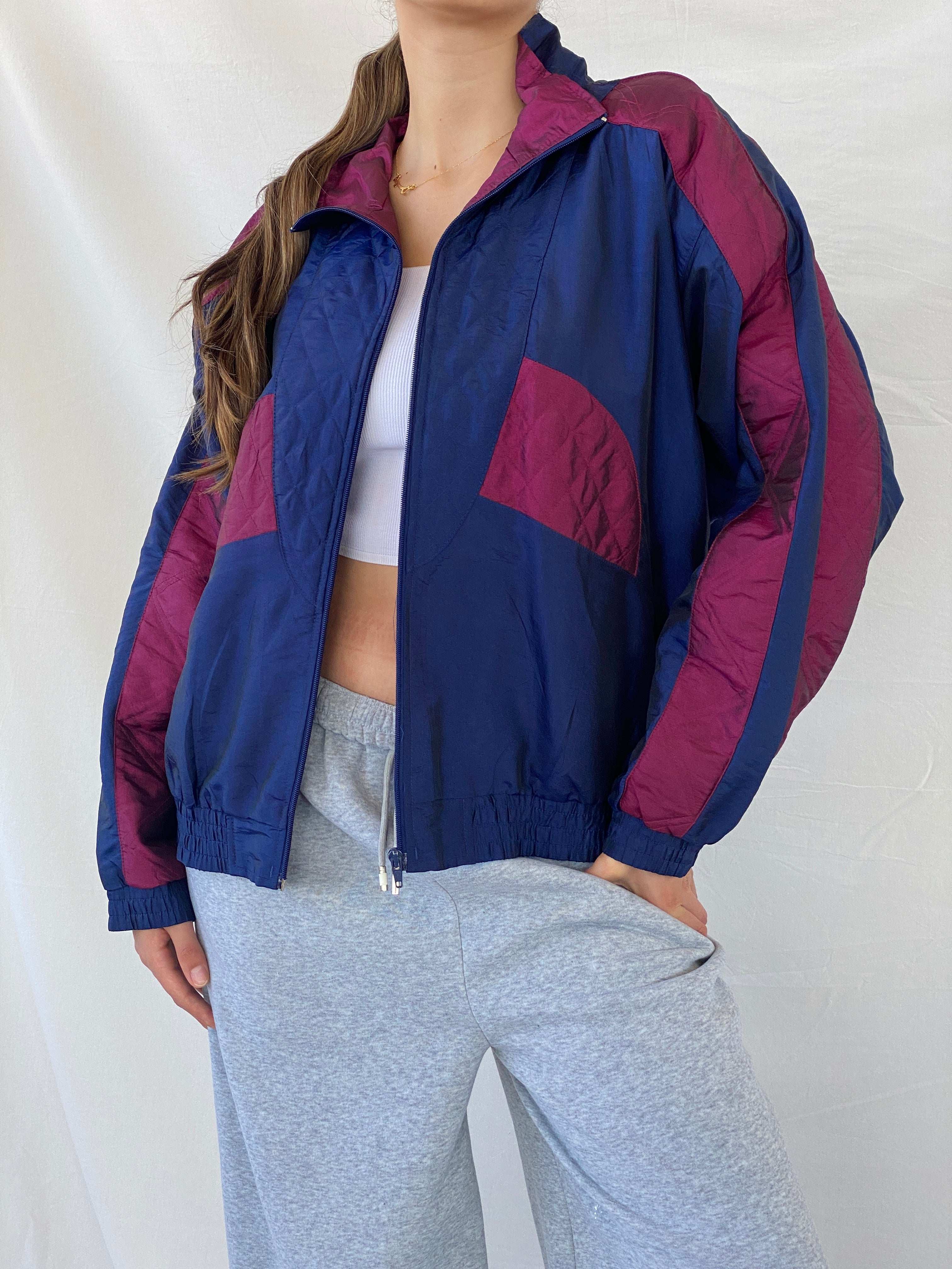 Vintage 80s/90s Sunterra Navy Windbreaker Track Jacket - L