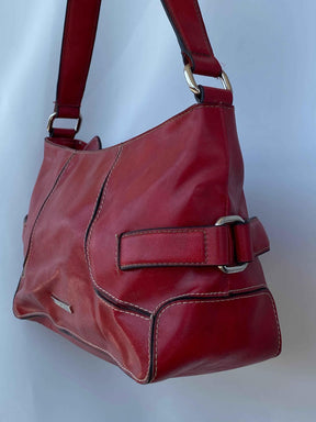 Beautiful Nine West Red Leather Shoulder Bag - Balagan Vintage