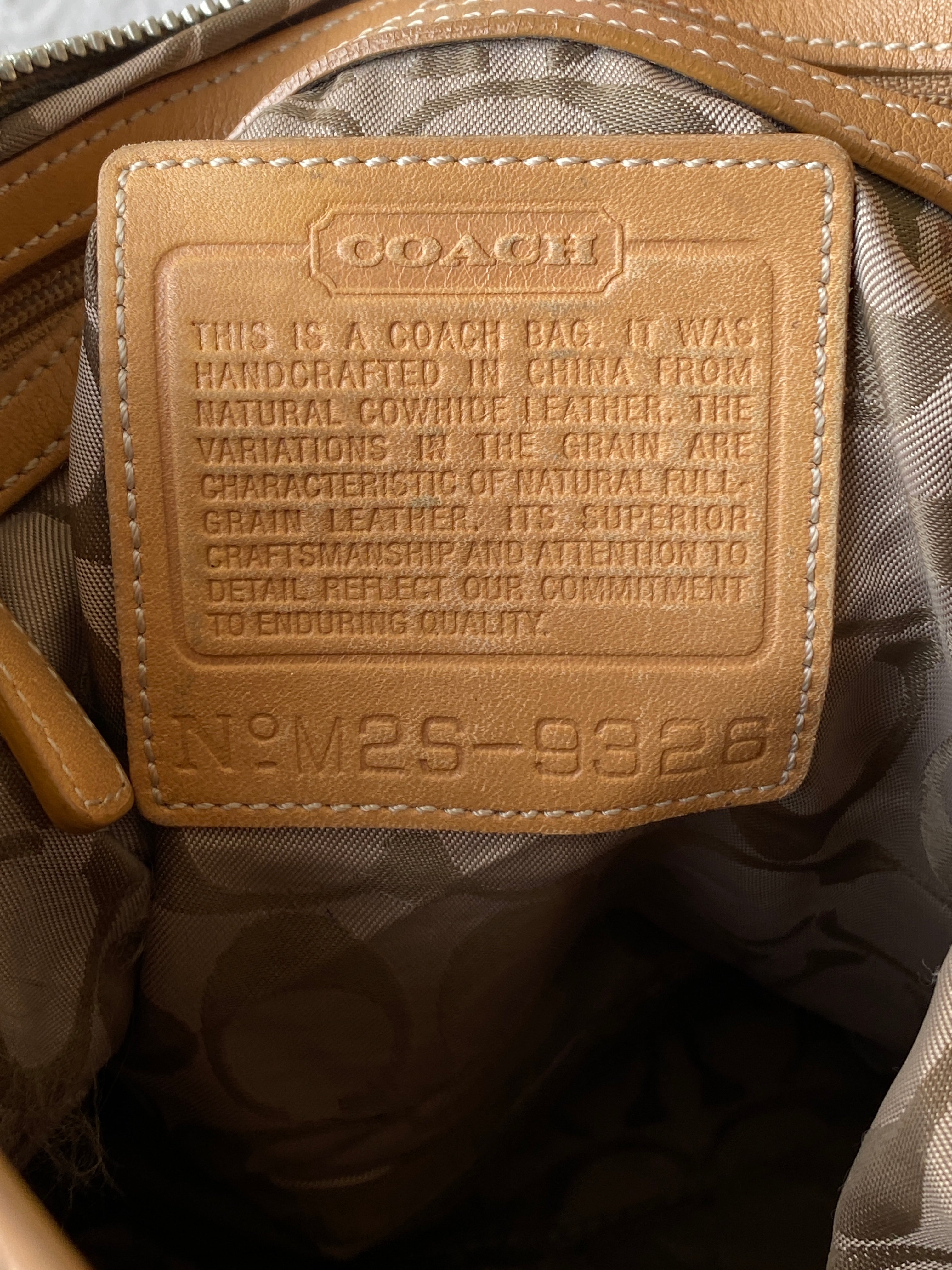Vintage Coach Tan Leather Shoulder Bag Classic Hobo Style MS2-9326 Purse