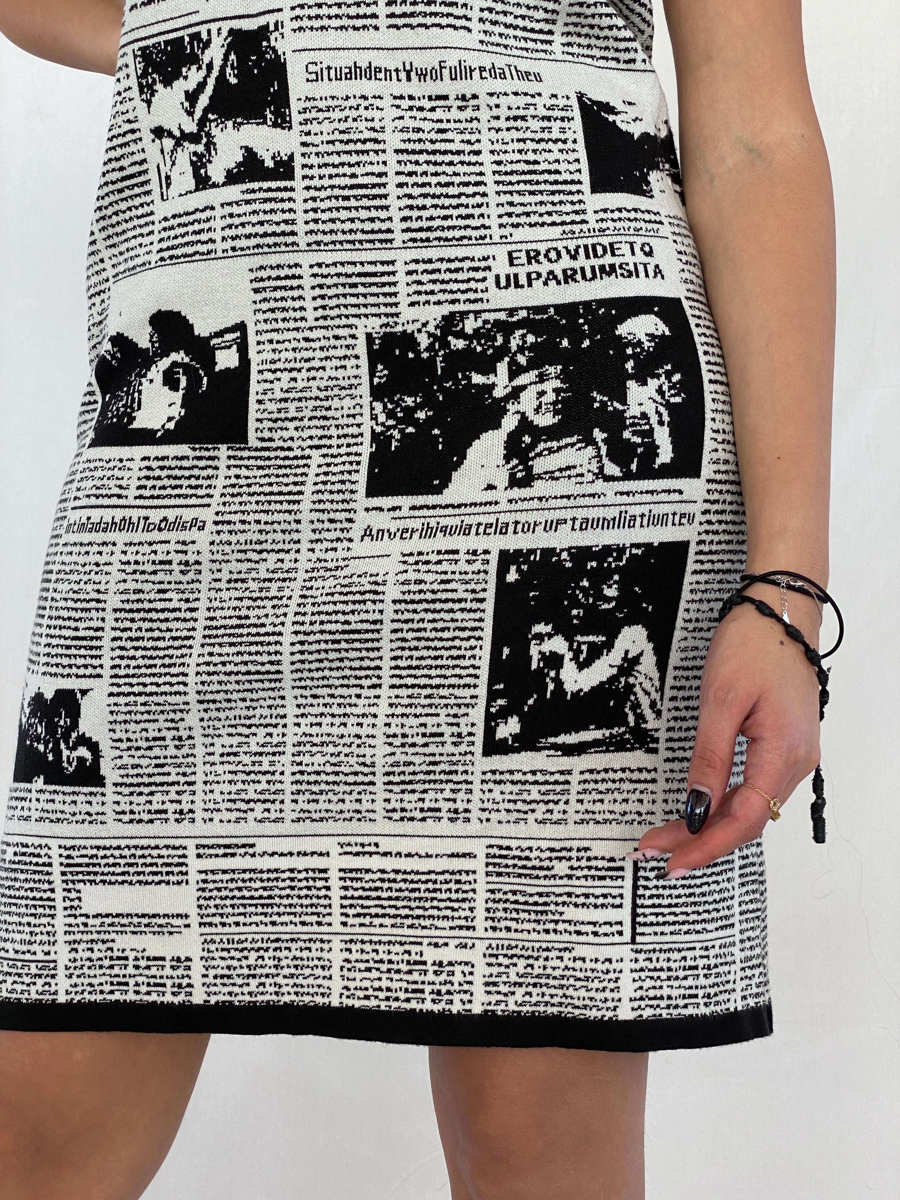 Vintage Newspaper Print Midi Dress - Balagan Vintage Midi Dress 00s, 90s, Juana, midi dress, NEW IN
