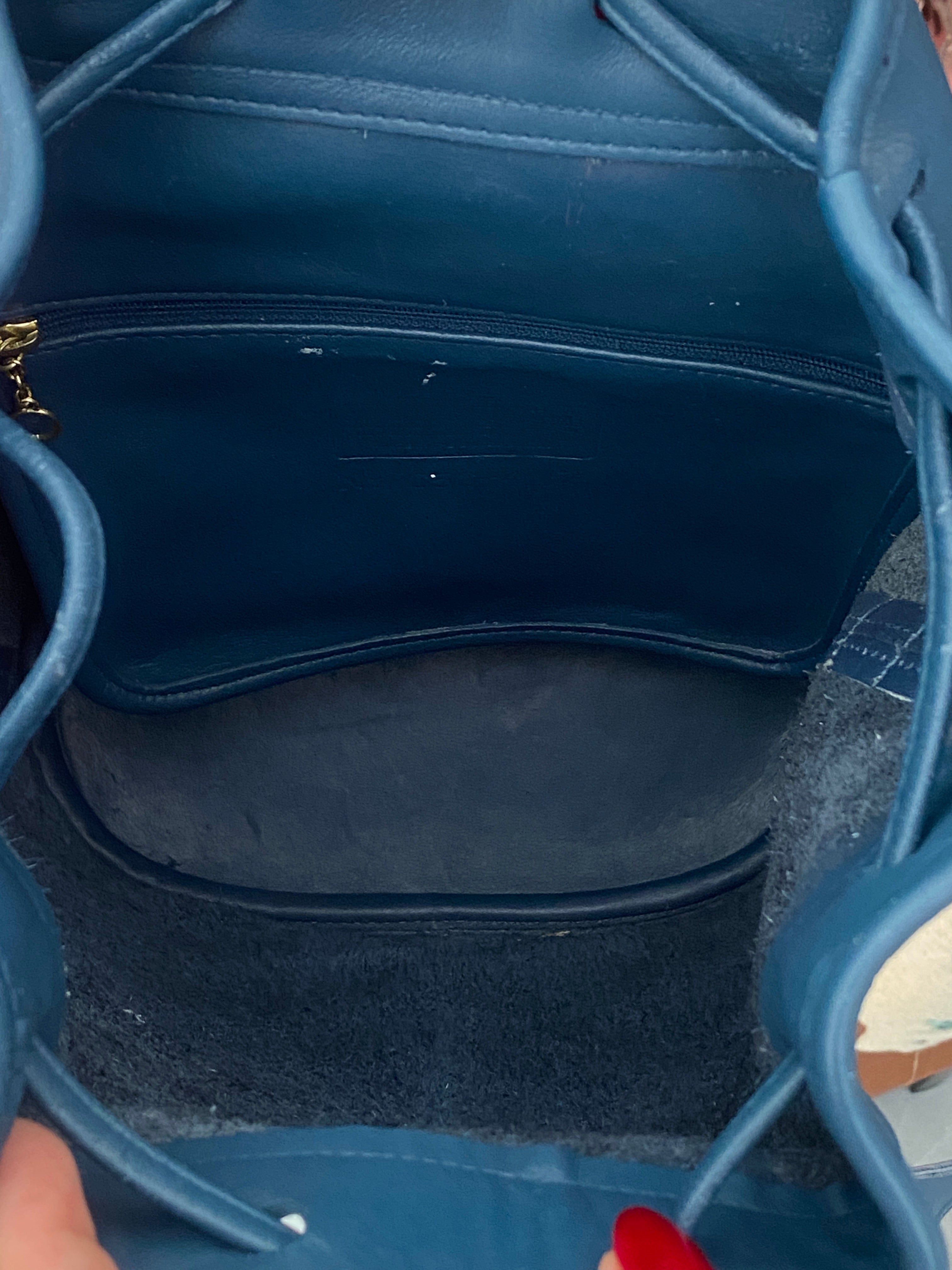 Vintage 1995 Coach Thompson 4151 Navy Blue Glovetanned Leather Drawstring Bucket Shoulder Bag
