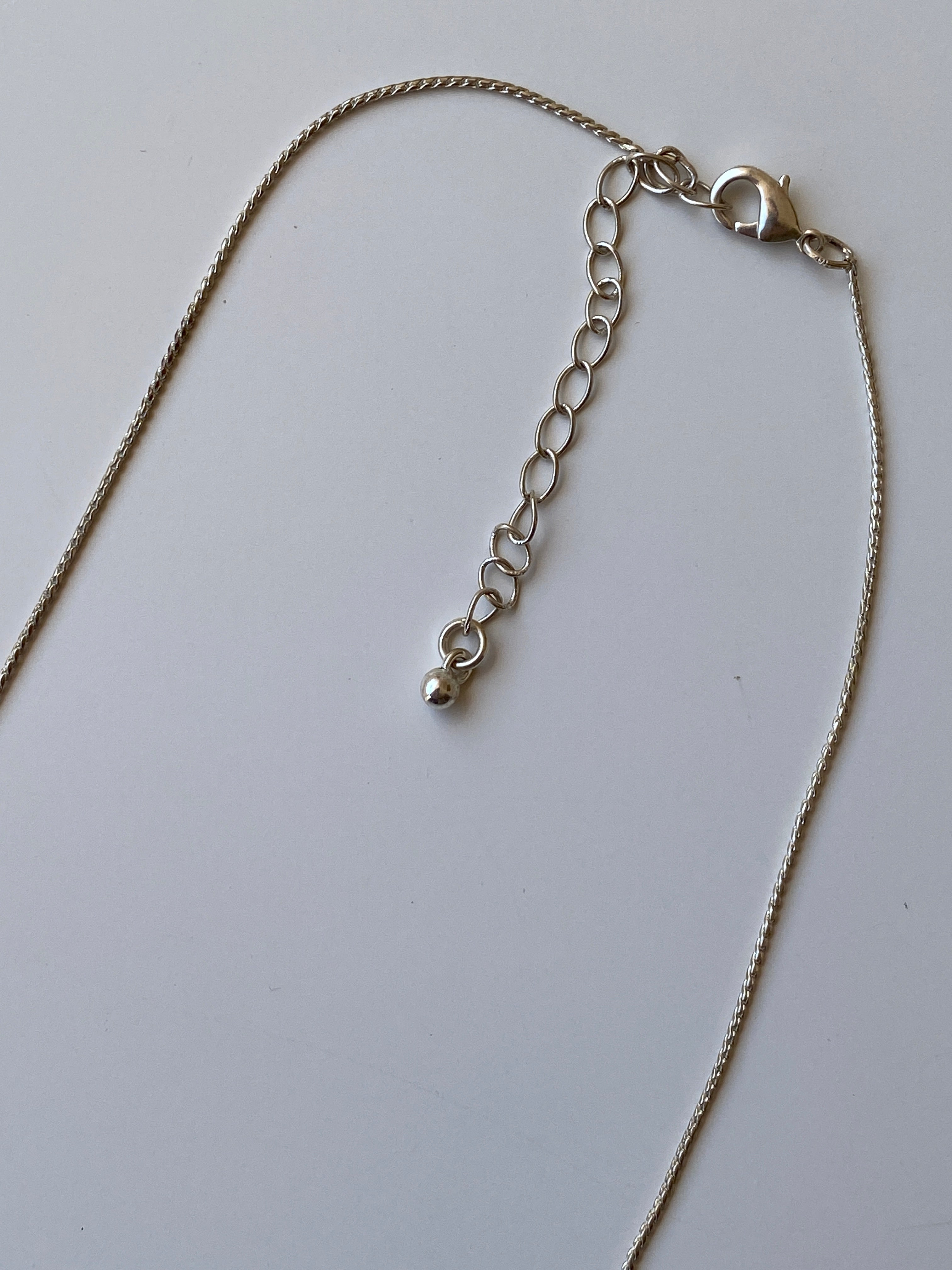 Y2K Blue Crystal Bead Framed Square Link Silver Necklace