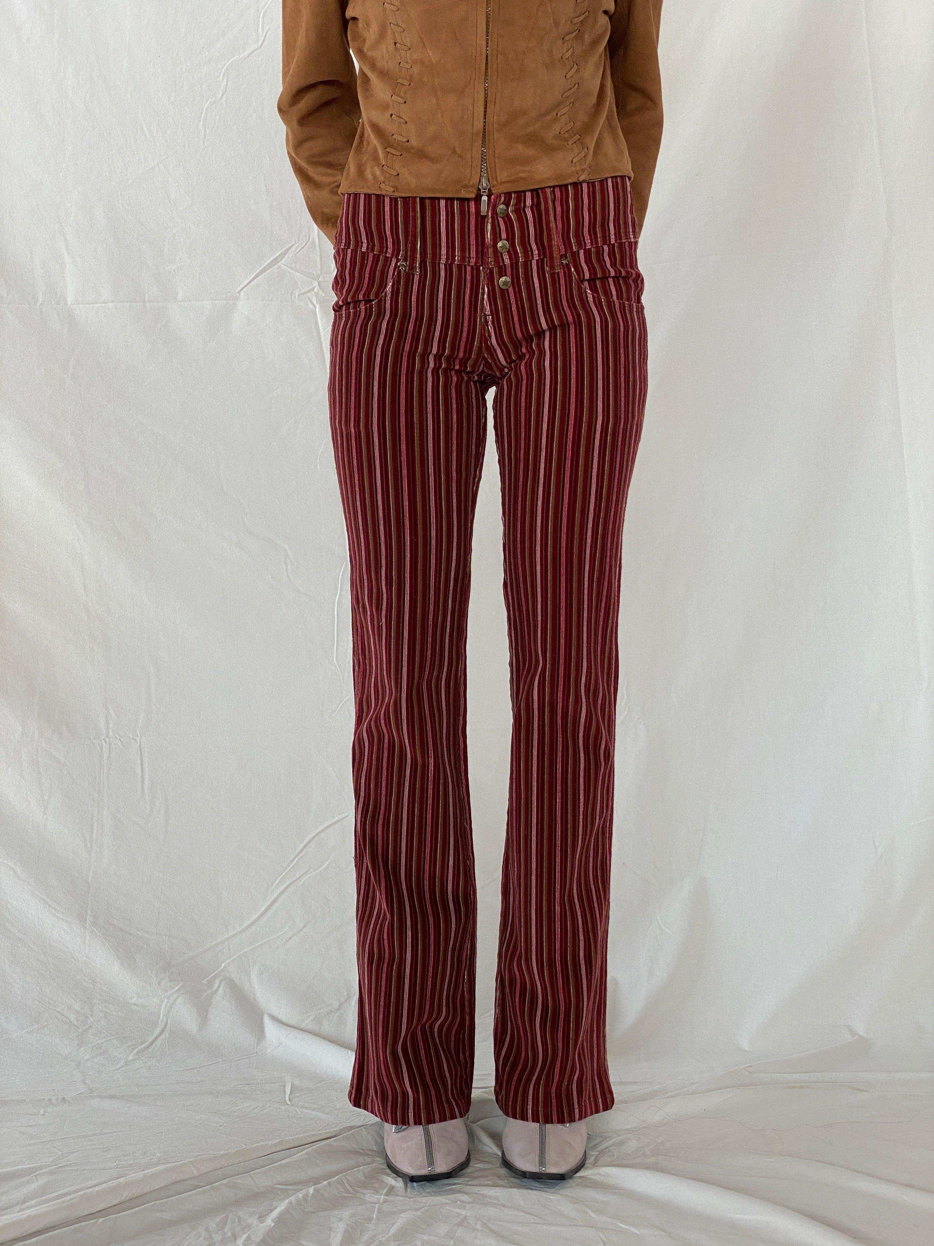 Vintage Bubblegum USA Striped Low Rise Corduroy Flare Pants - Balagan Vintage Corduroy Pants 00s, corduroy, corduroy pants, NEW IN, Tojan