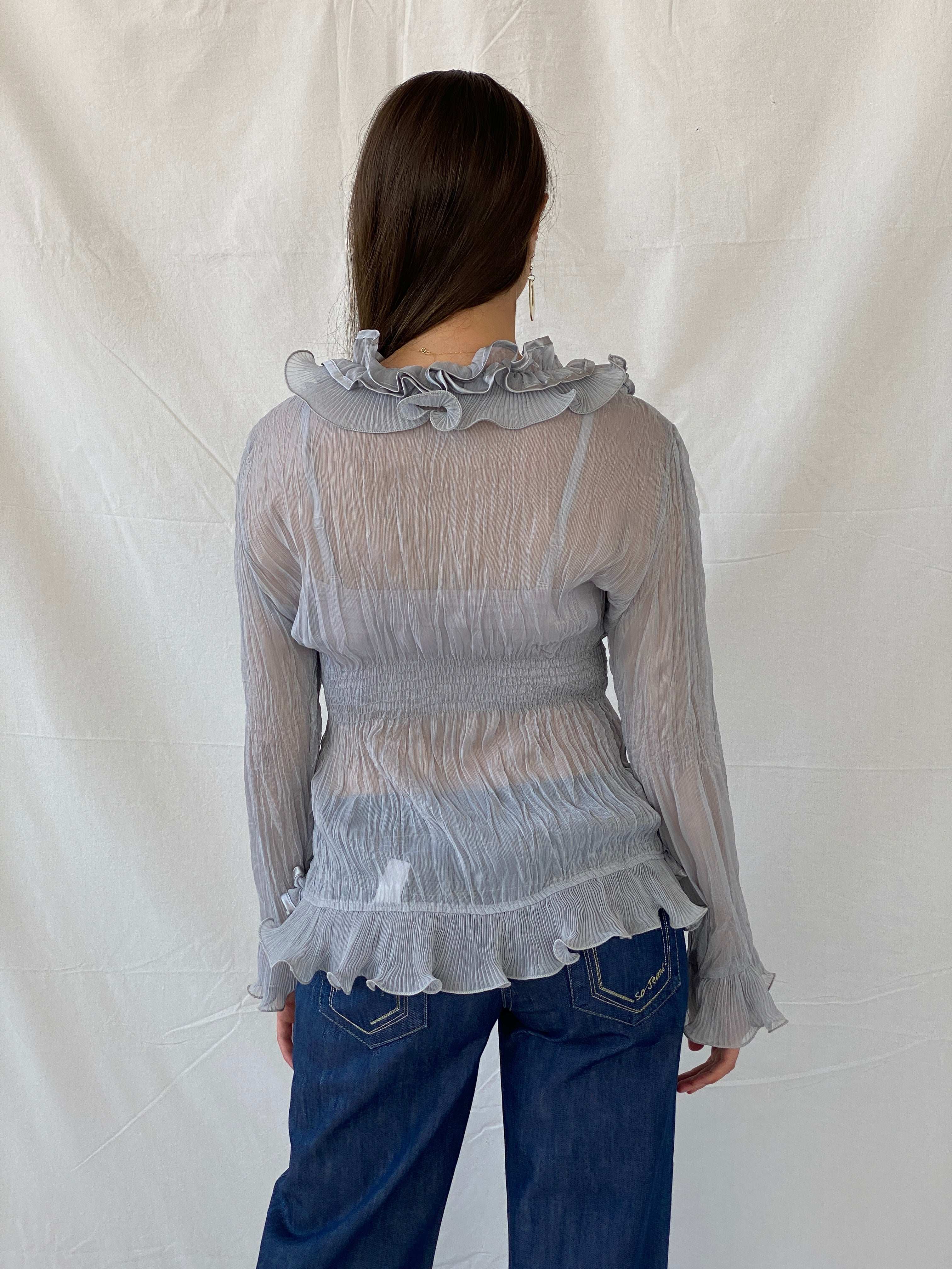 Y2K G&Y Fashion Ruffled Office Core Blouse - XL