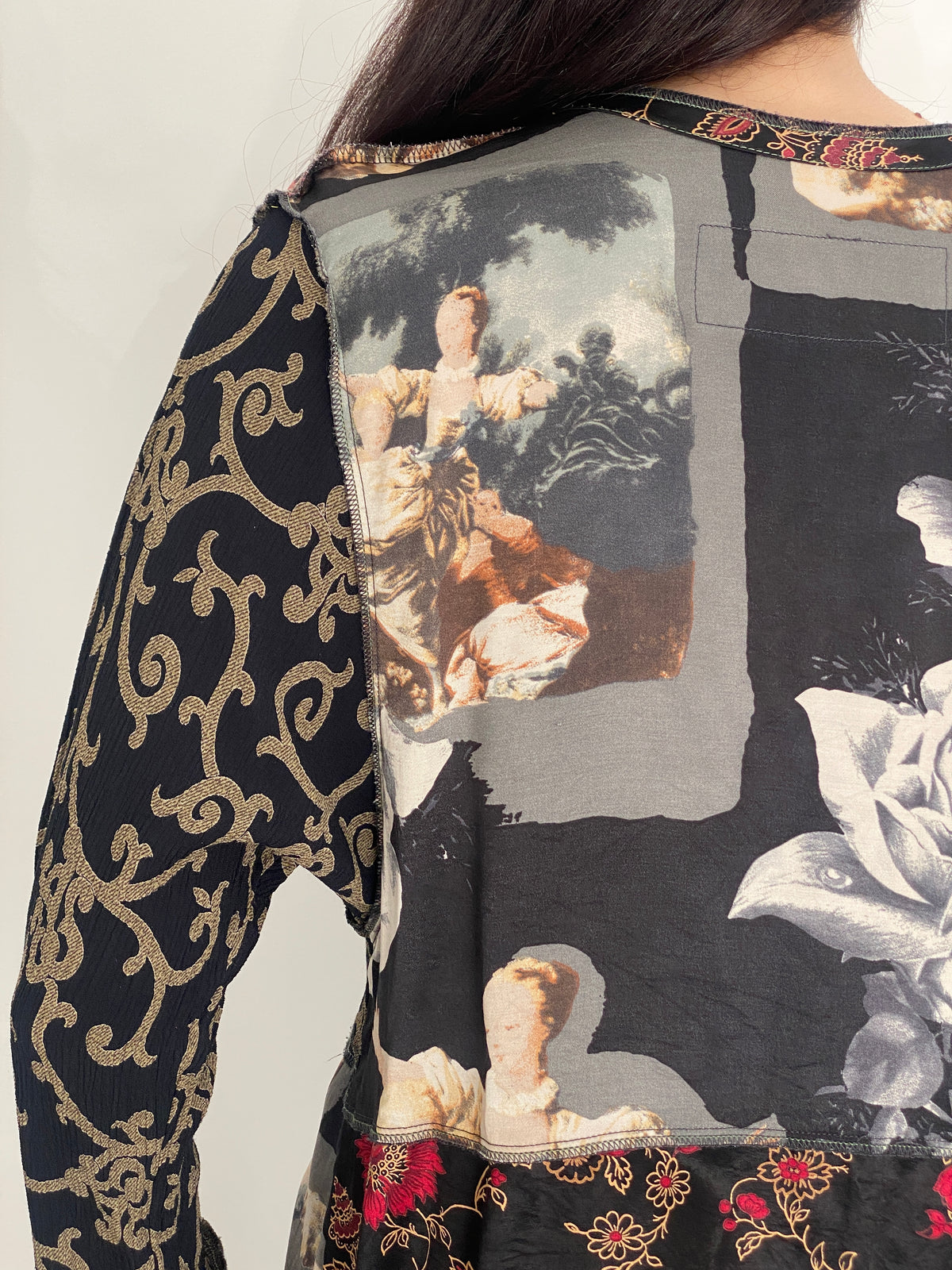 Vintage Nothing Matches Black Mixed Print Patchwork Cardigan – M
