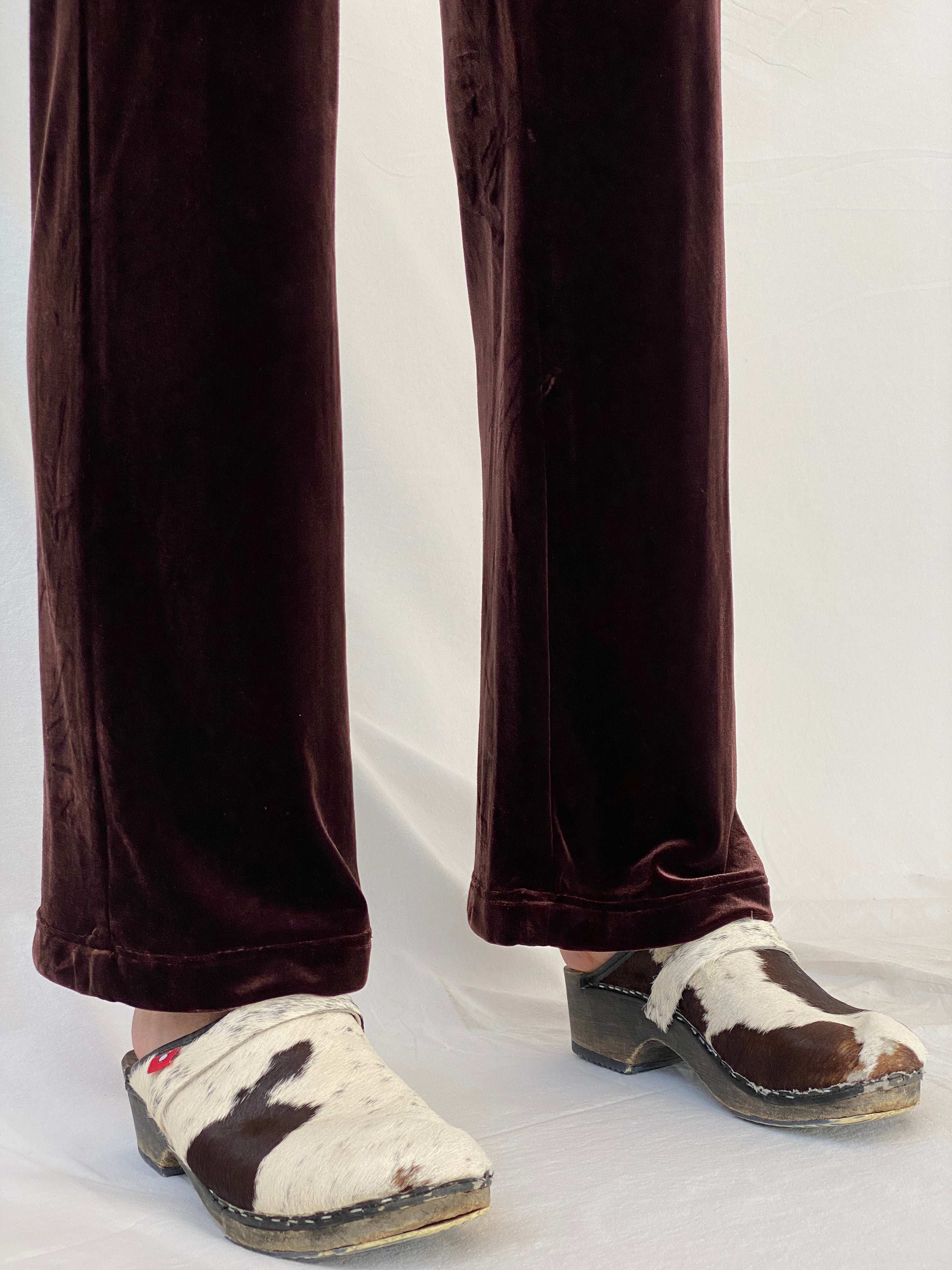 Willi Smith Silky Brown Velvet Cargo Pockets Straight Legged Pants - S