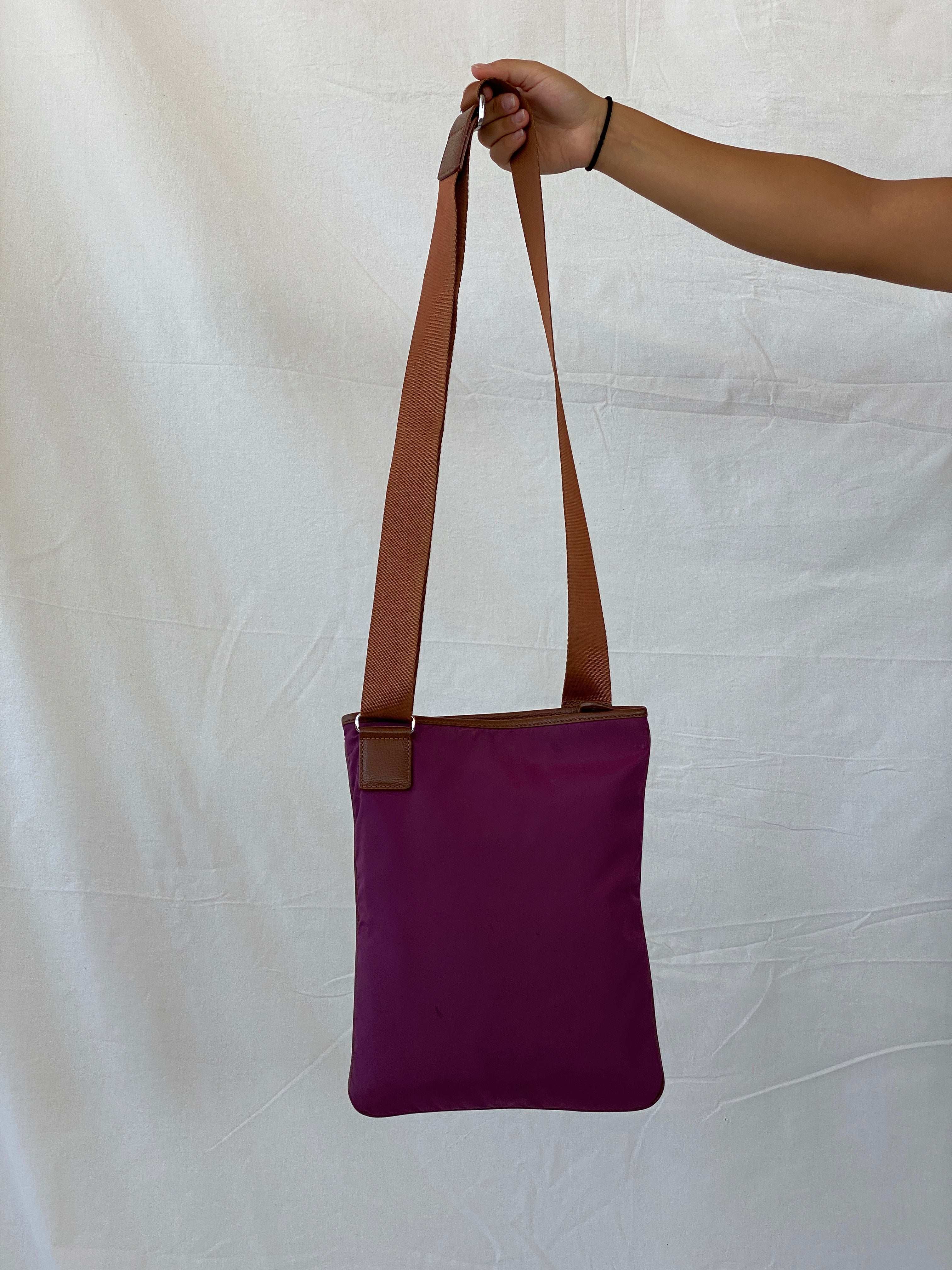 AIGNER Purple Crossbody Brown Canvas Strap Sling Bag