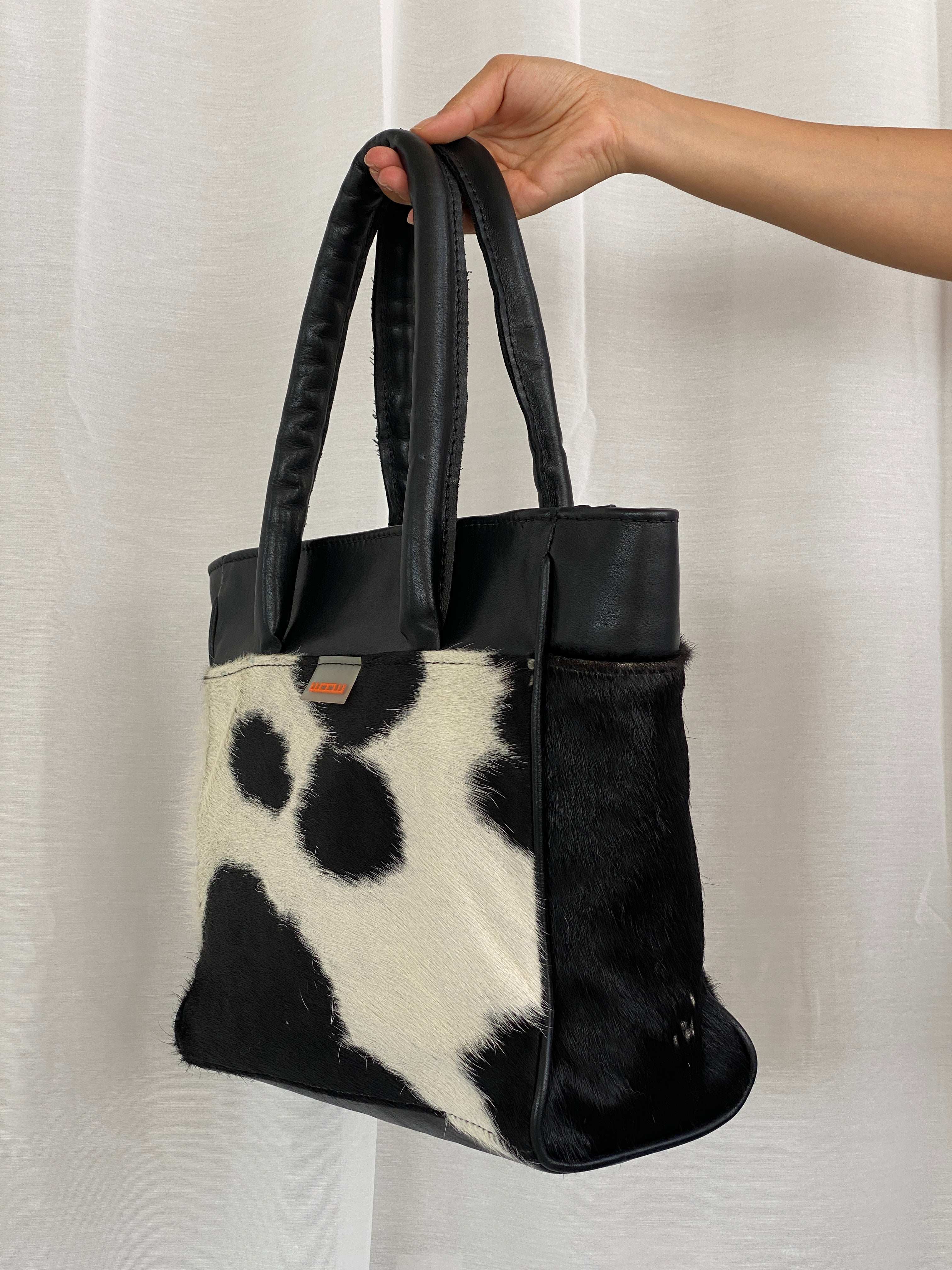 Y2K Woow Cow Pattern Plush Tote Bag