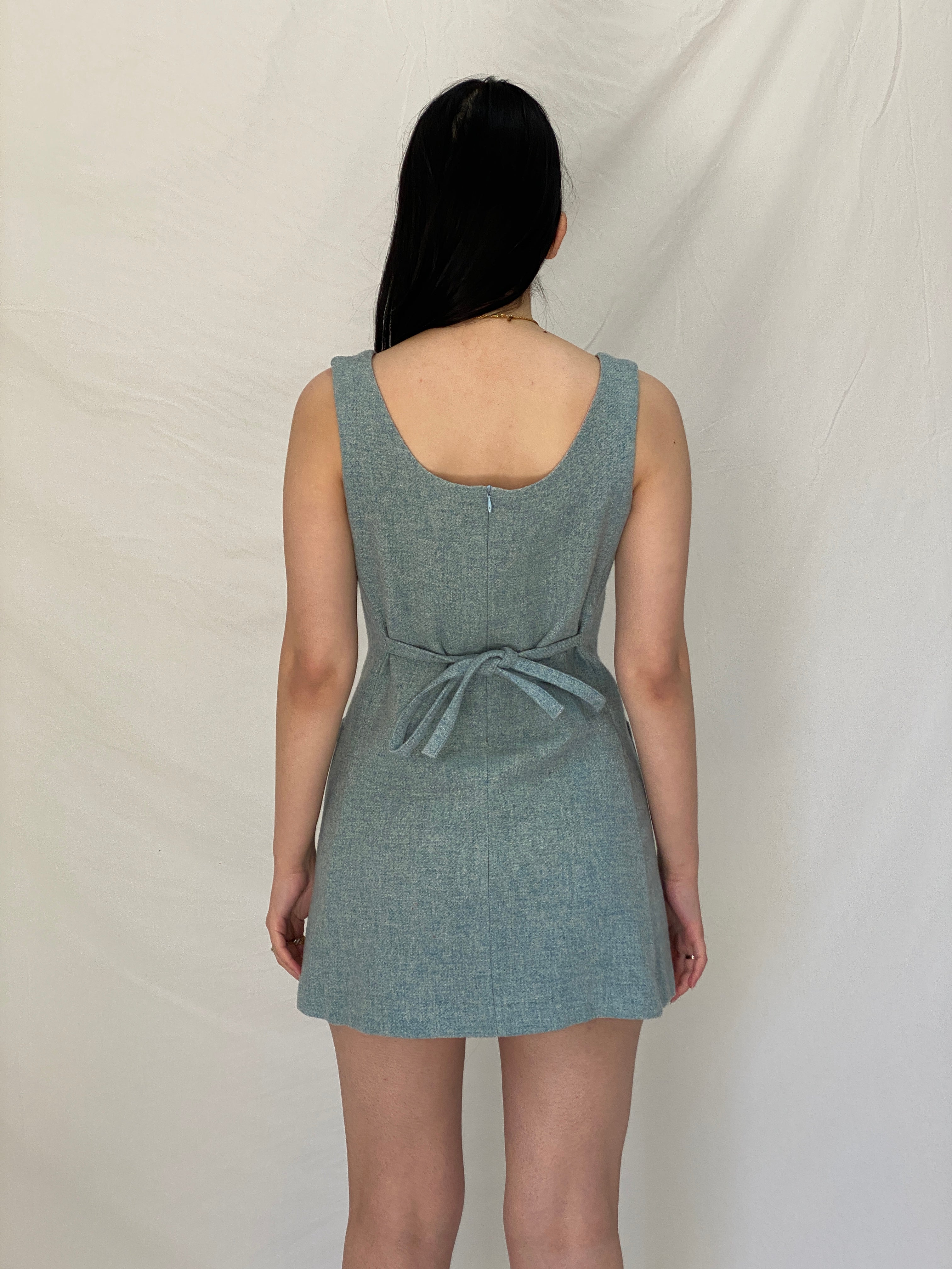 Vintage Influence de NAF NAF Wool 90s Minimal A-Line Mini Dress - M