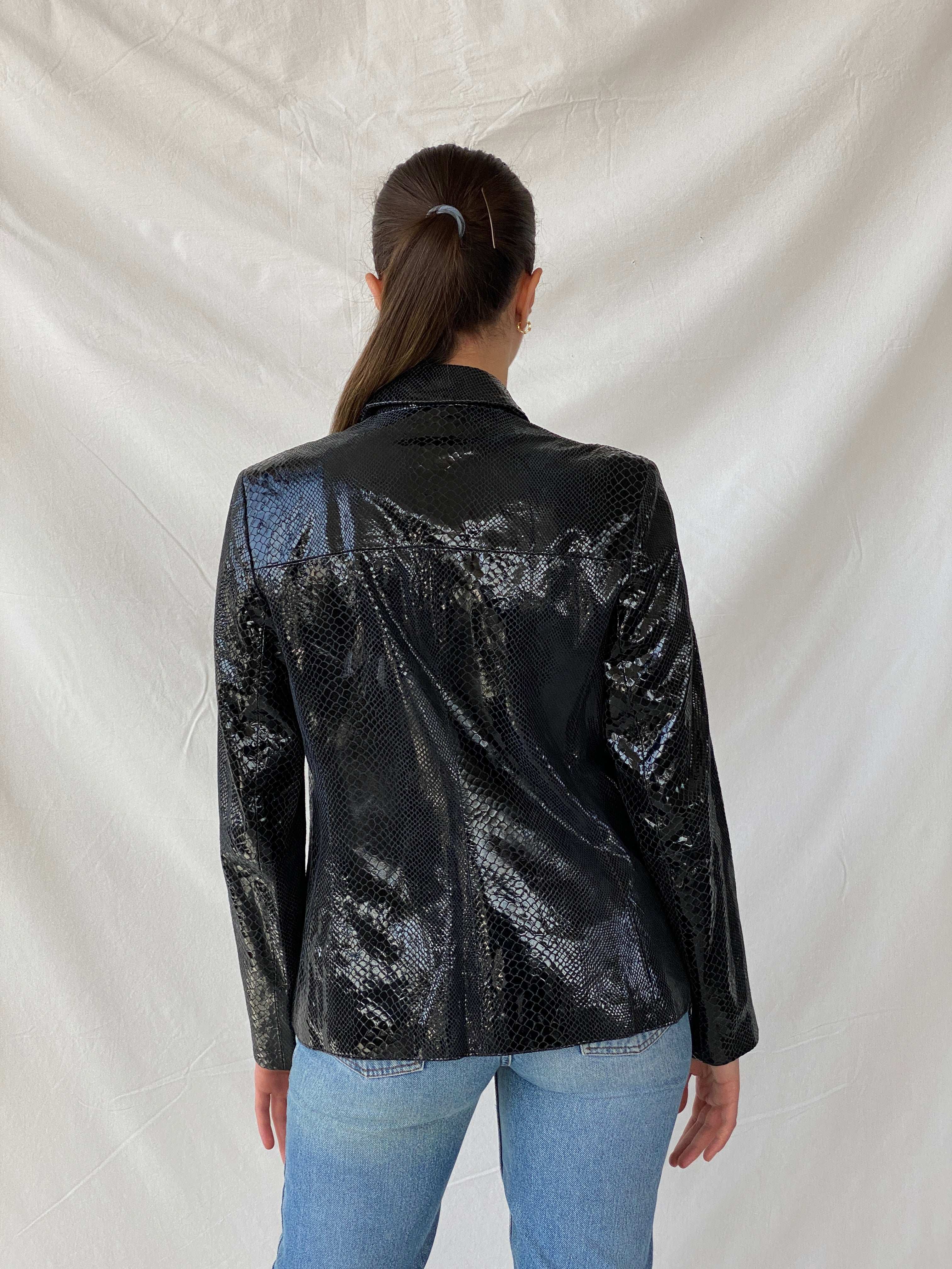 Vintage Alta Moda Firenze Black Snake Skin Leather Jacket - L