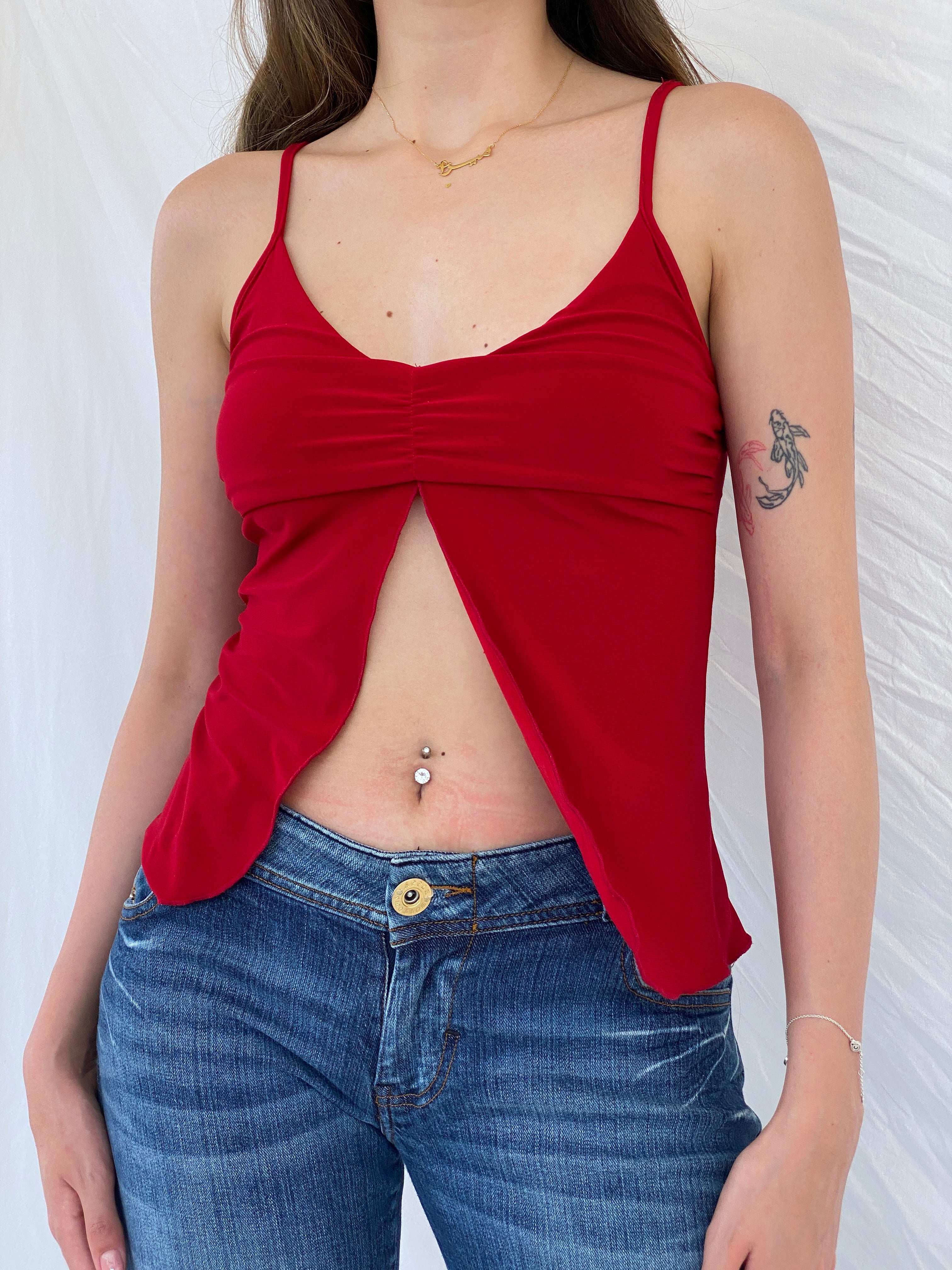 Cutest Y2K Butterfly Red Top - S - Balagan Vintage Cami 00s, 90s, Cami, Mira, NEW IN