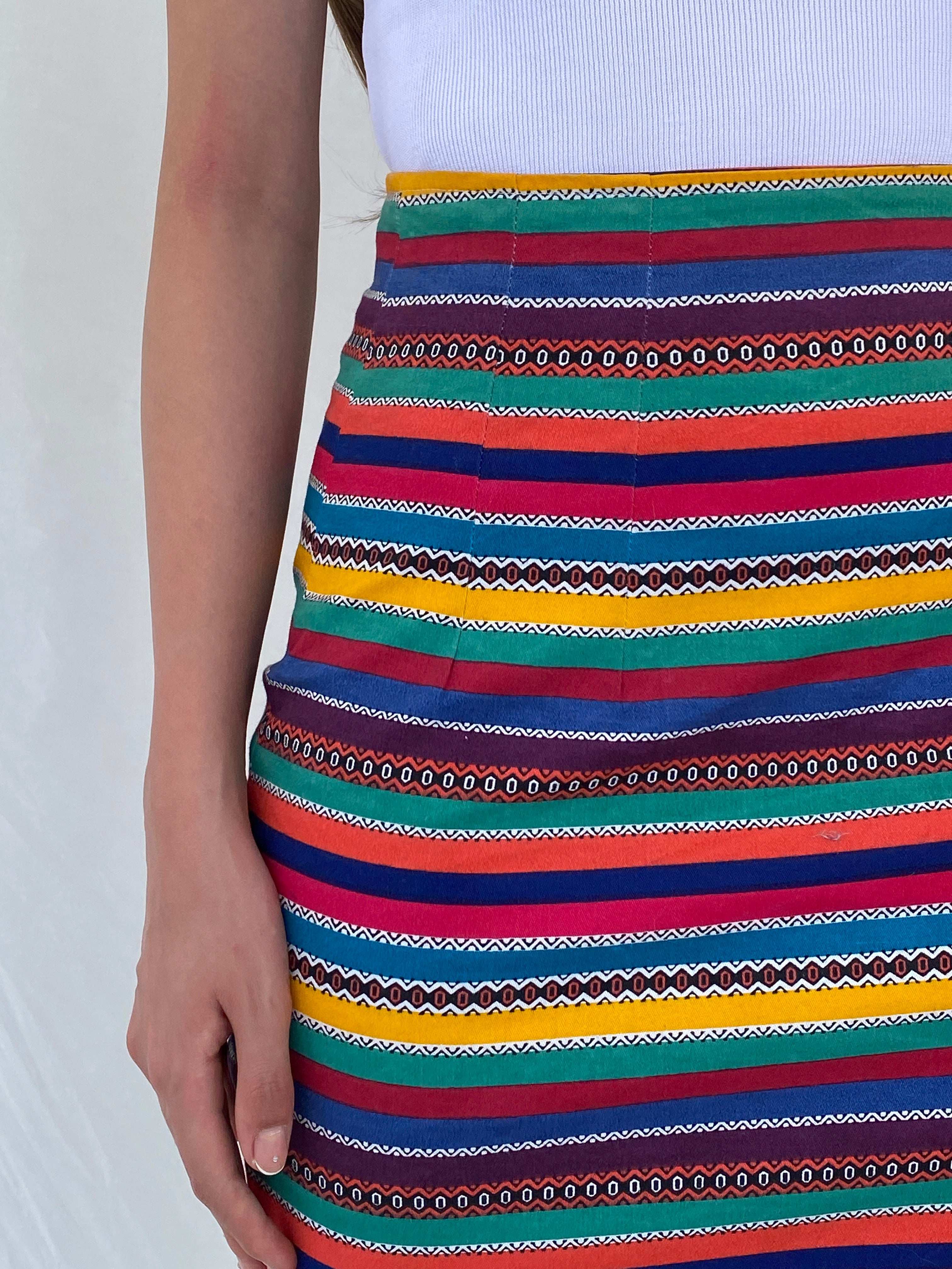 Y2k The Limited Colorful Striped Mini Pencil Skirt - S - Balagan Vintage Mini Skirt 00s, 90s, mini skirt, Mira, NEW IN, striped