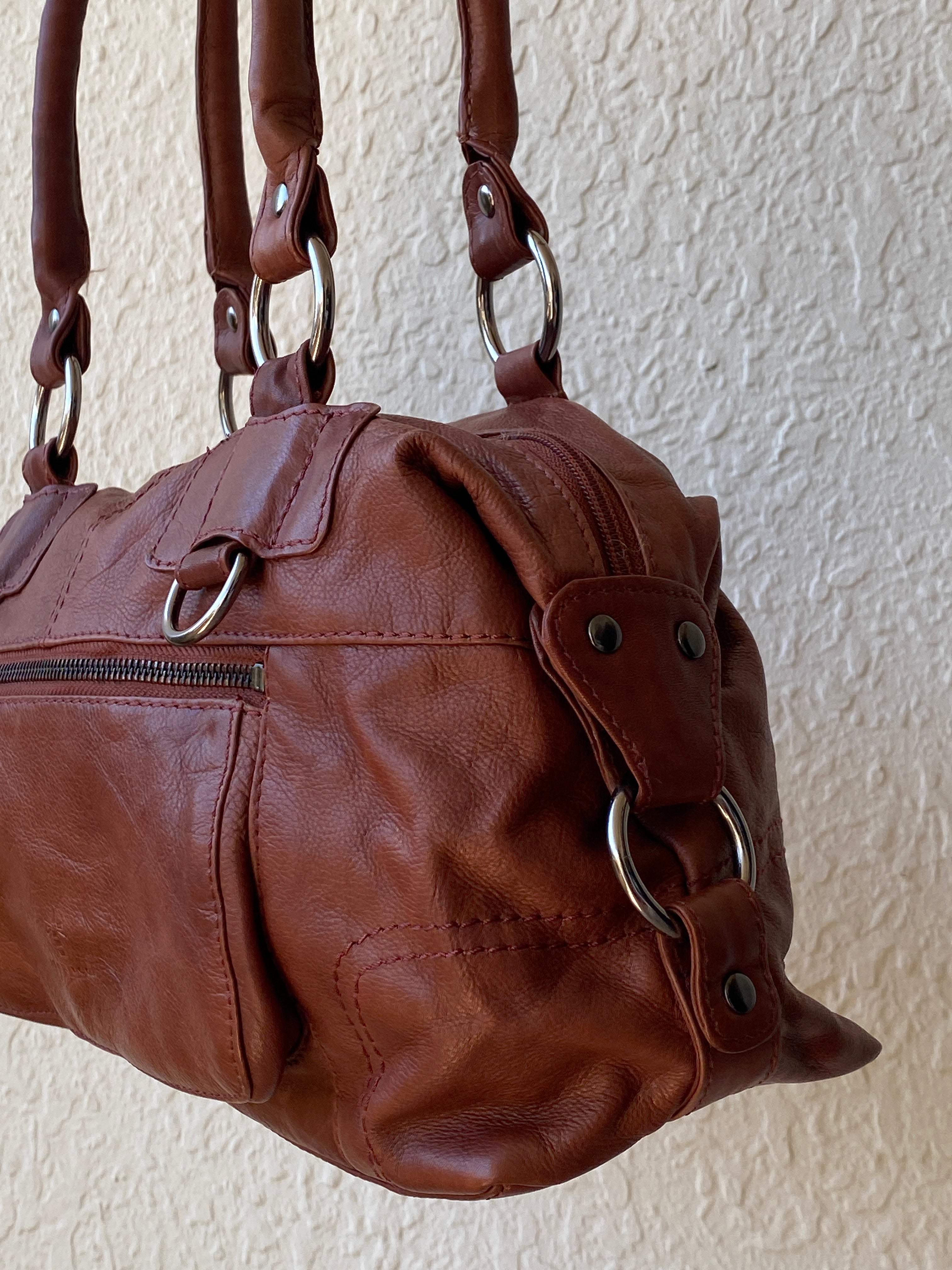 Vintage Jens Koch Cognac Brown Genuine Leather Shoulder Bag