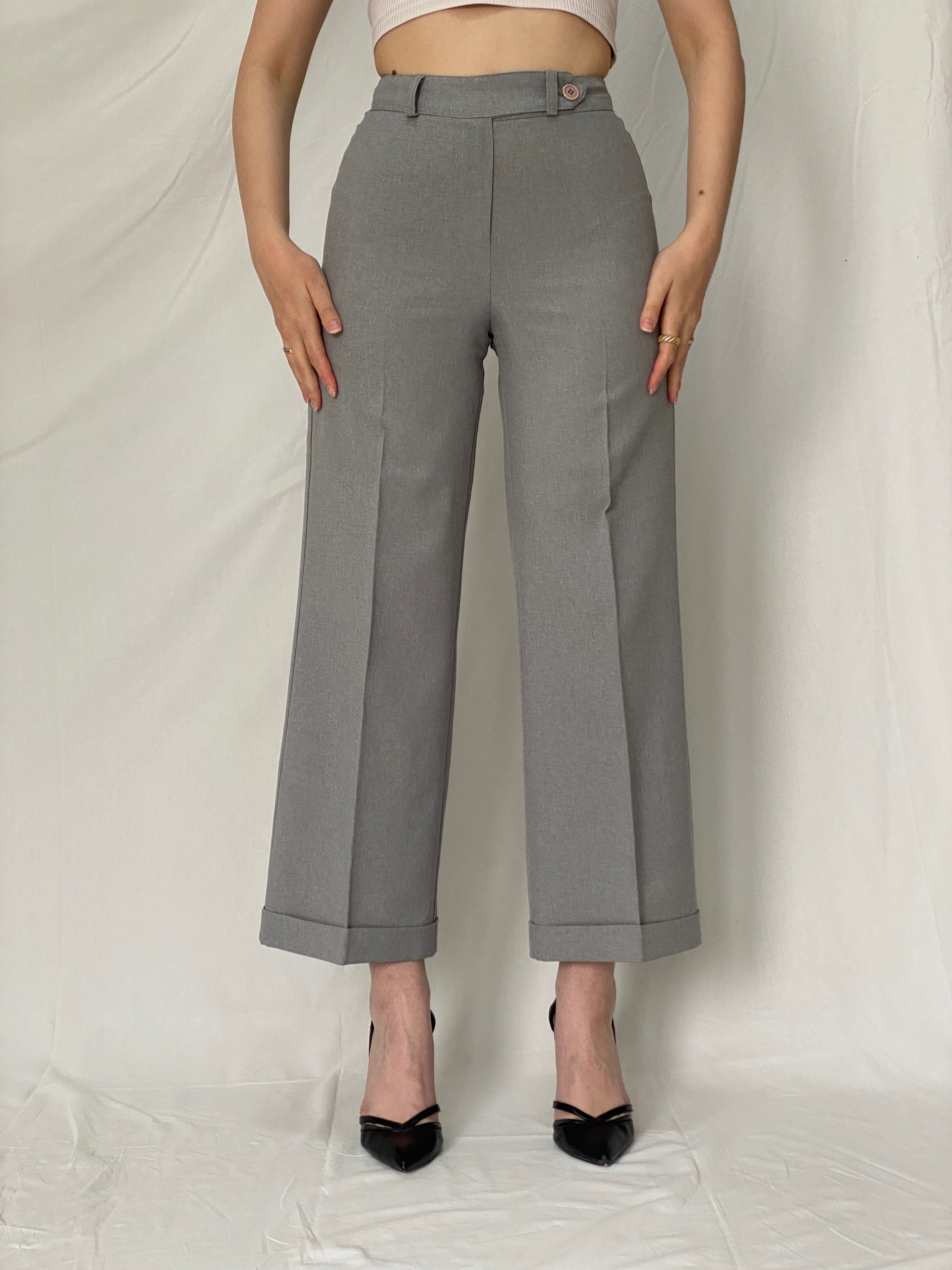 Vintage 90s Mandee Grey High-Waisted Office Trousers - S