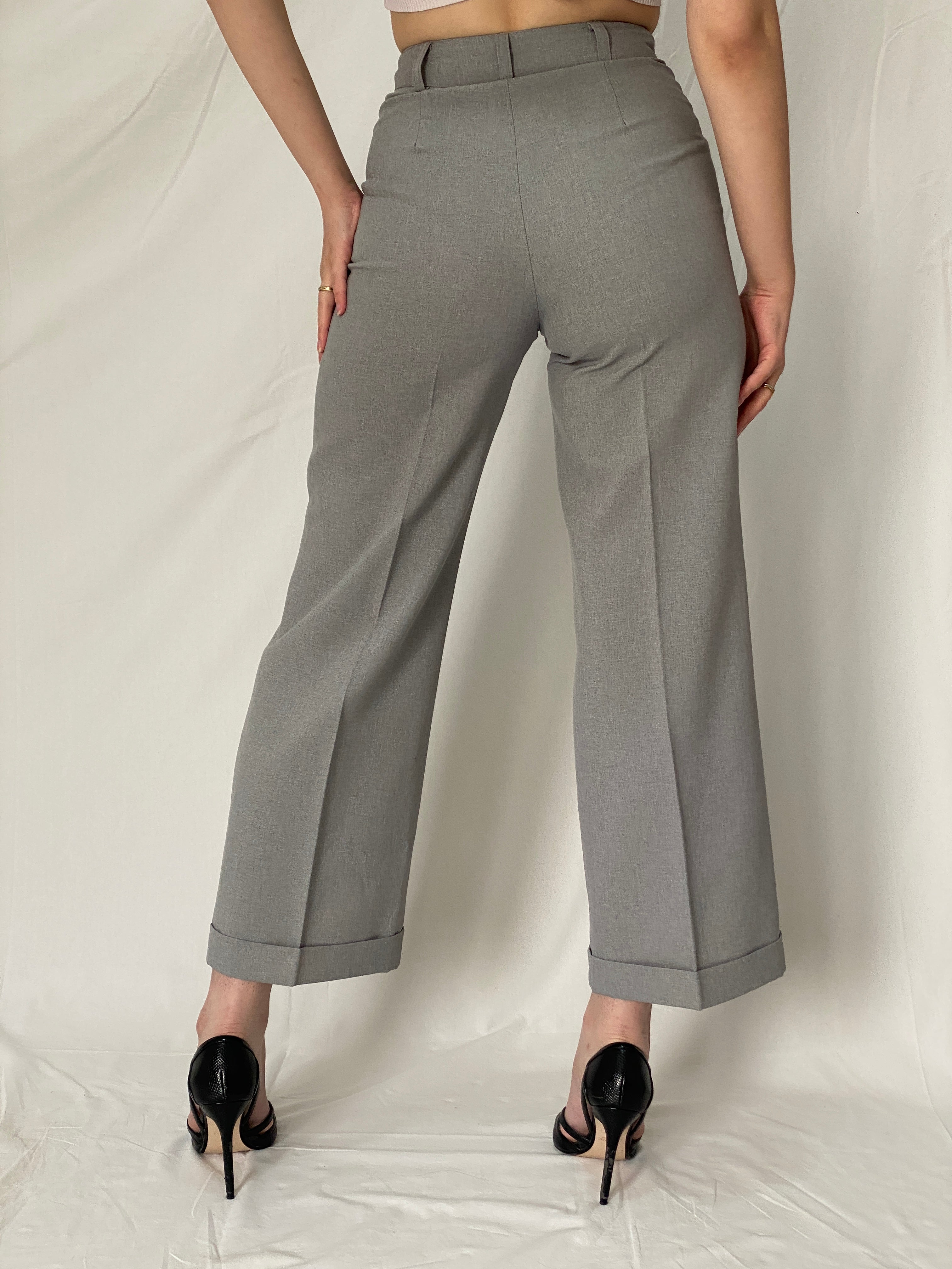Vintage 90s Mandee Grey High-Waisted Office Trousers - S