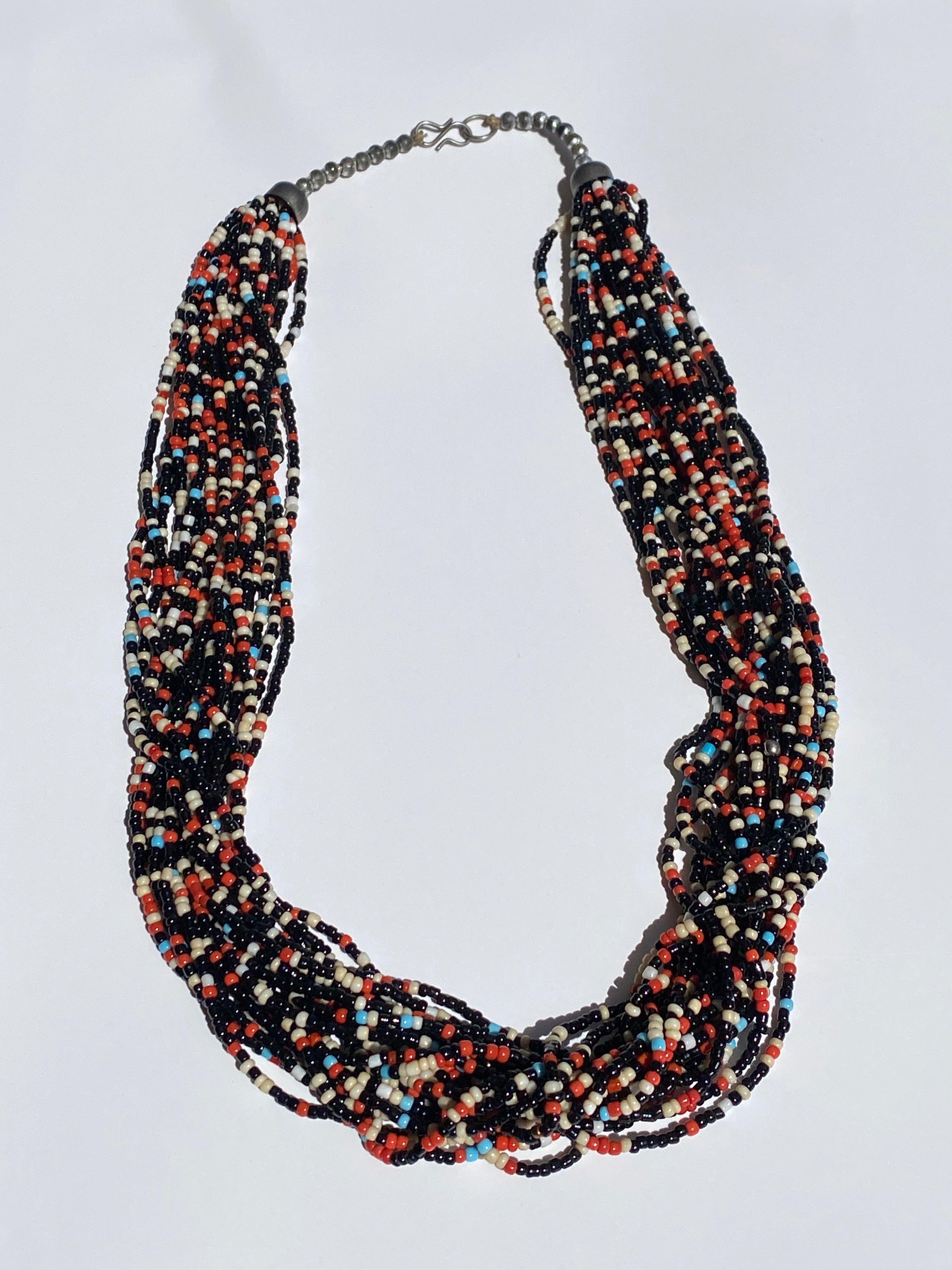 Vintage Multi-Strand Multi Color Seed Bead Statement Necklace