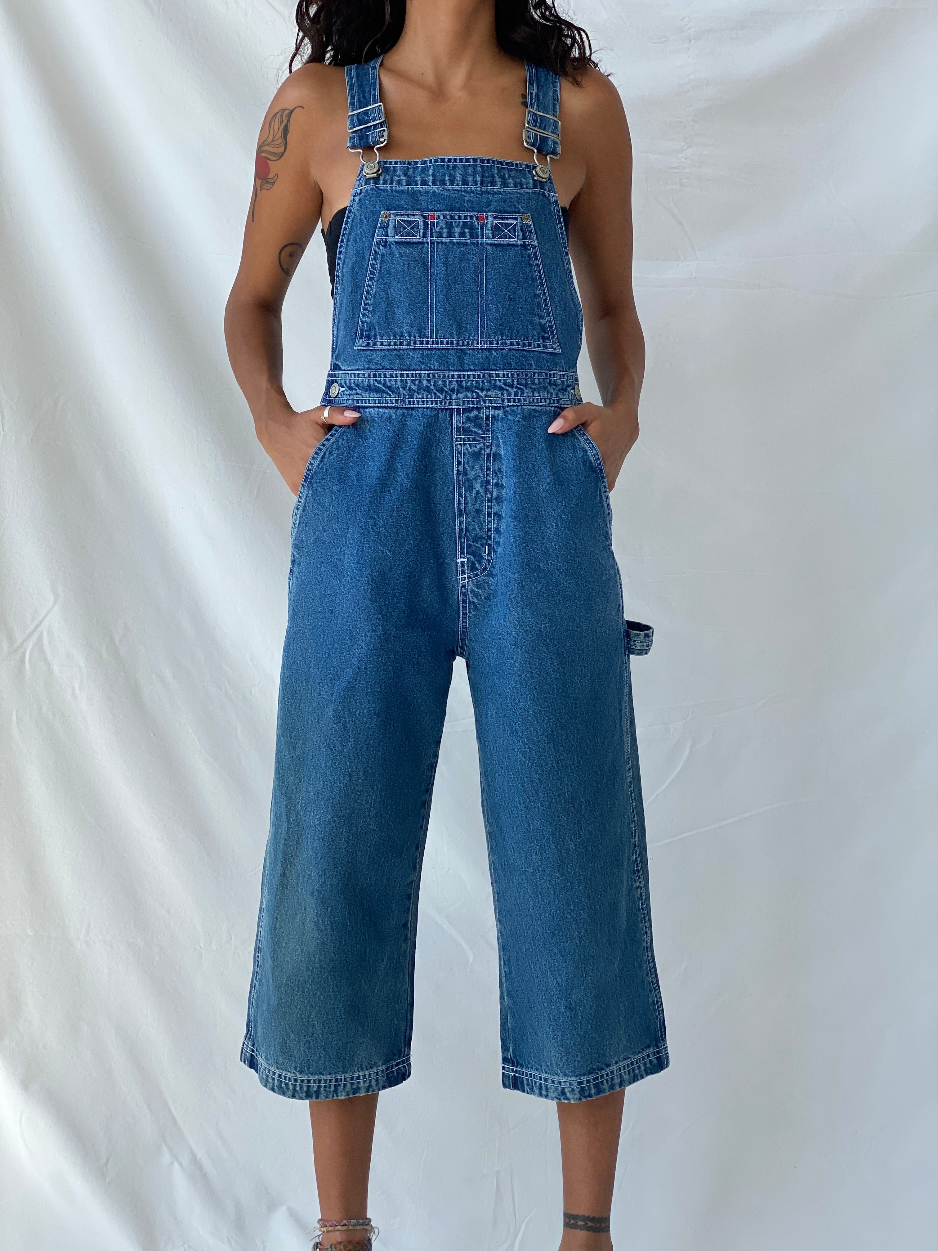 GAP Wide-Leg Non-Stretch Denim Overalls - XS