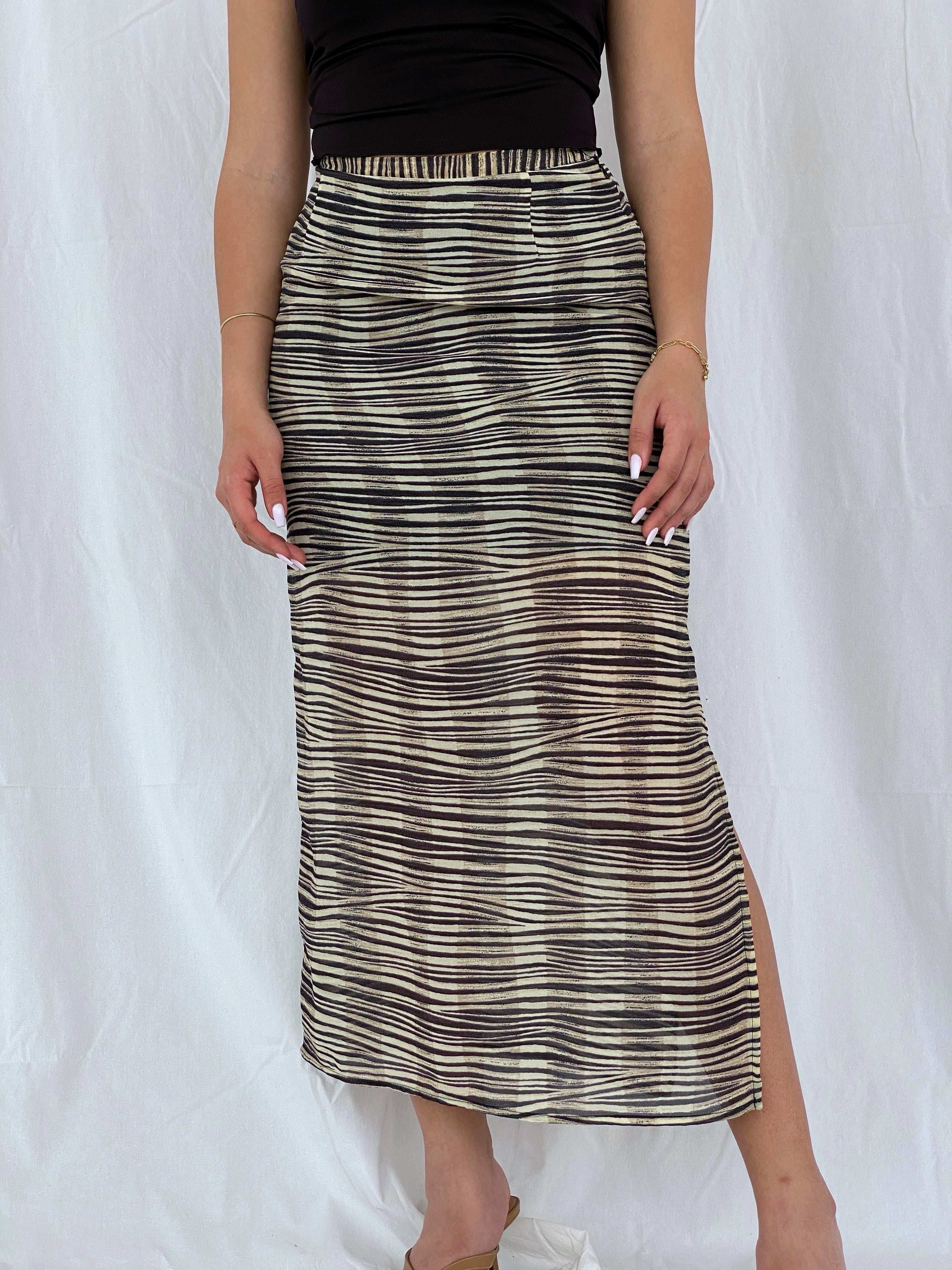 Vintage 90s OMBRALUCE Zebra Print Maxi Sheer Skirt - Size M - Balagan Vintage Maxi Skirt 00s, midi skirt, Rama, women skirt