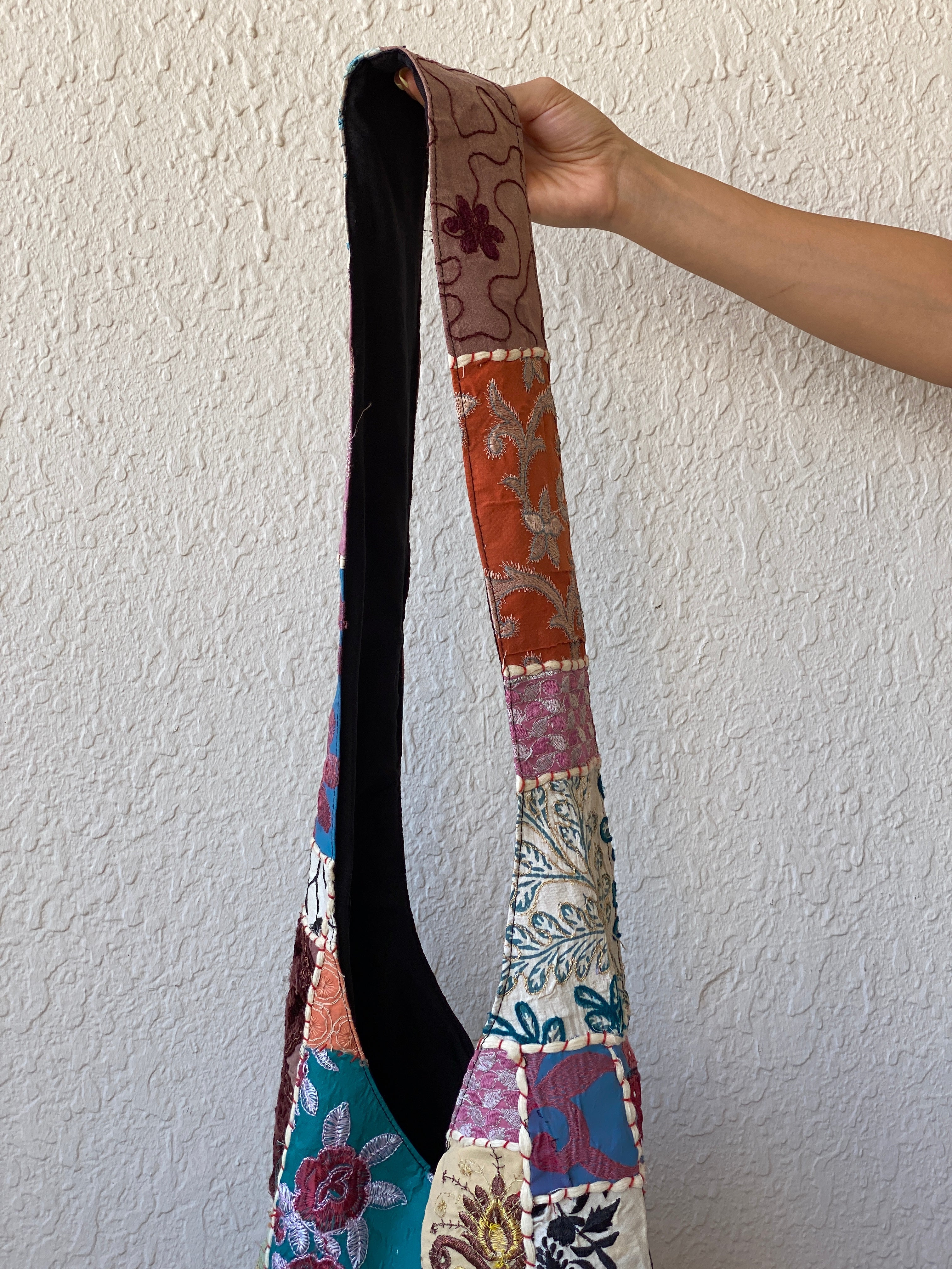 Vintage Patchwork Boho Shoulder Bag Handmade Embroidered Fabric Tote Bag