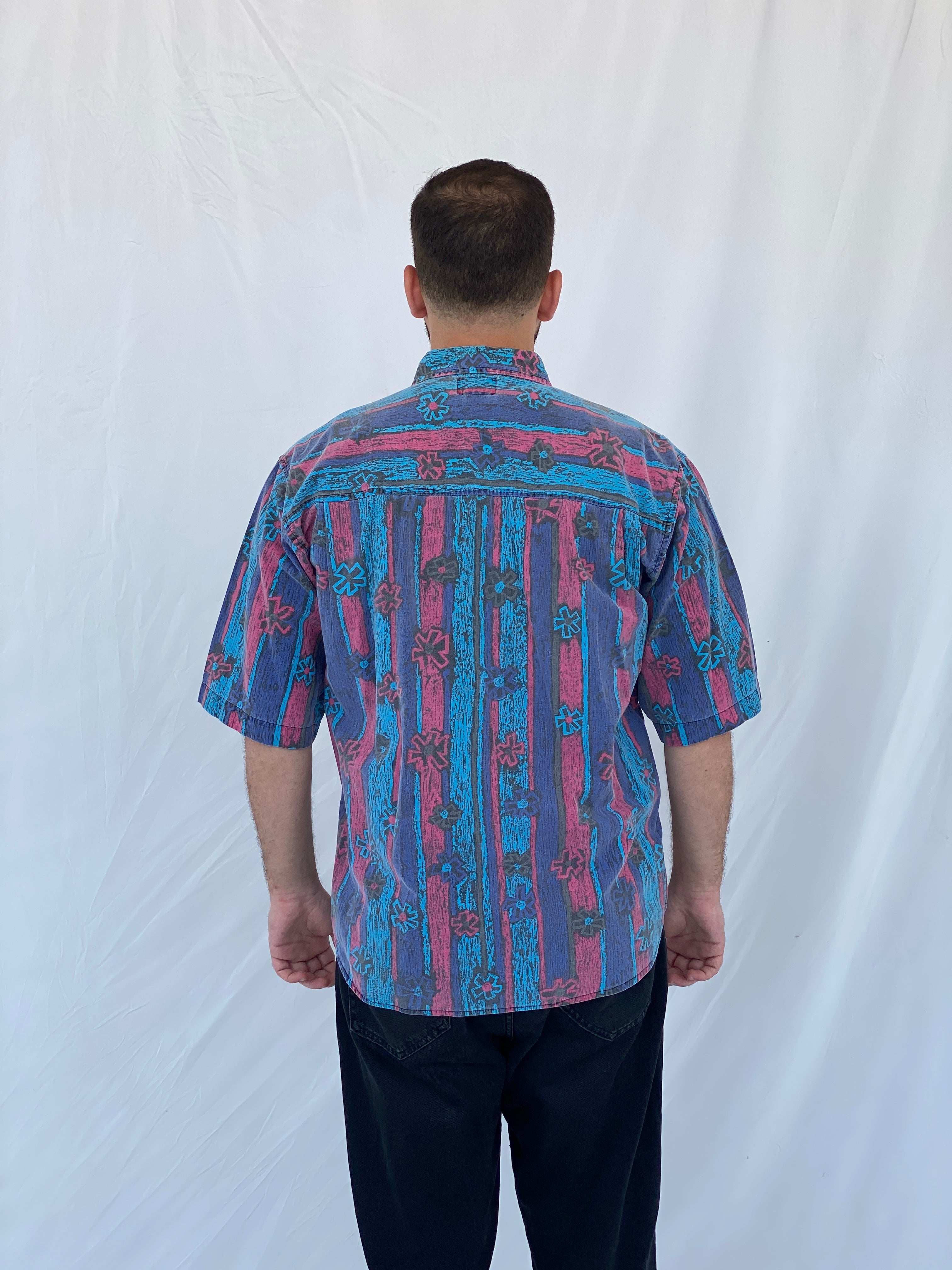 Vintage Shah Safari Printed Cotton Shirt - M - Balagan Vintage Half Sleeve Shirt 90s, half sleeve shirt, Iyad, mens shirt, NEW IN, printed shirt