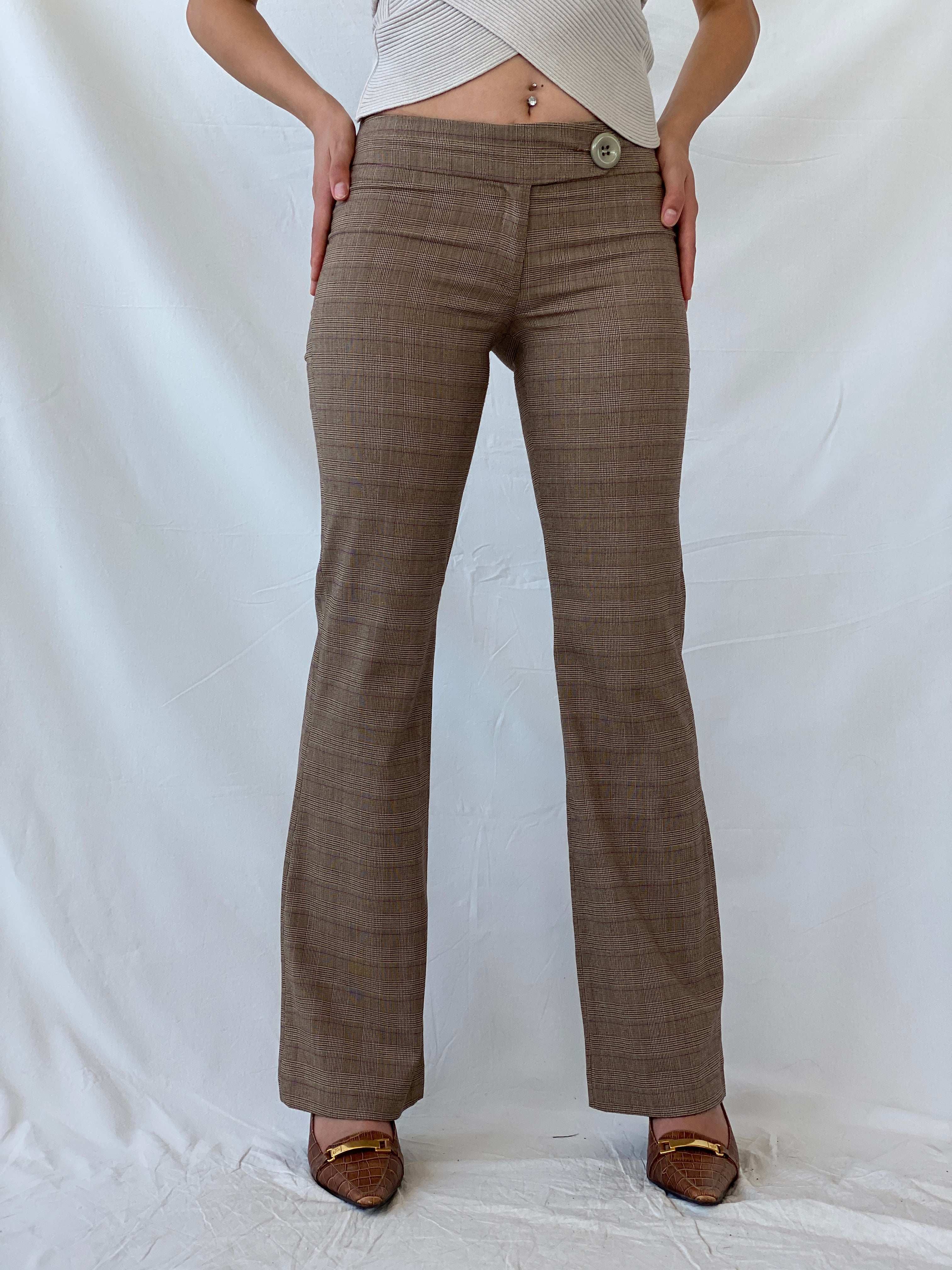 Vintage Studio SNY Paris Brown Plaid Mid Rise Office Pants - M