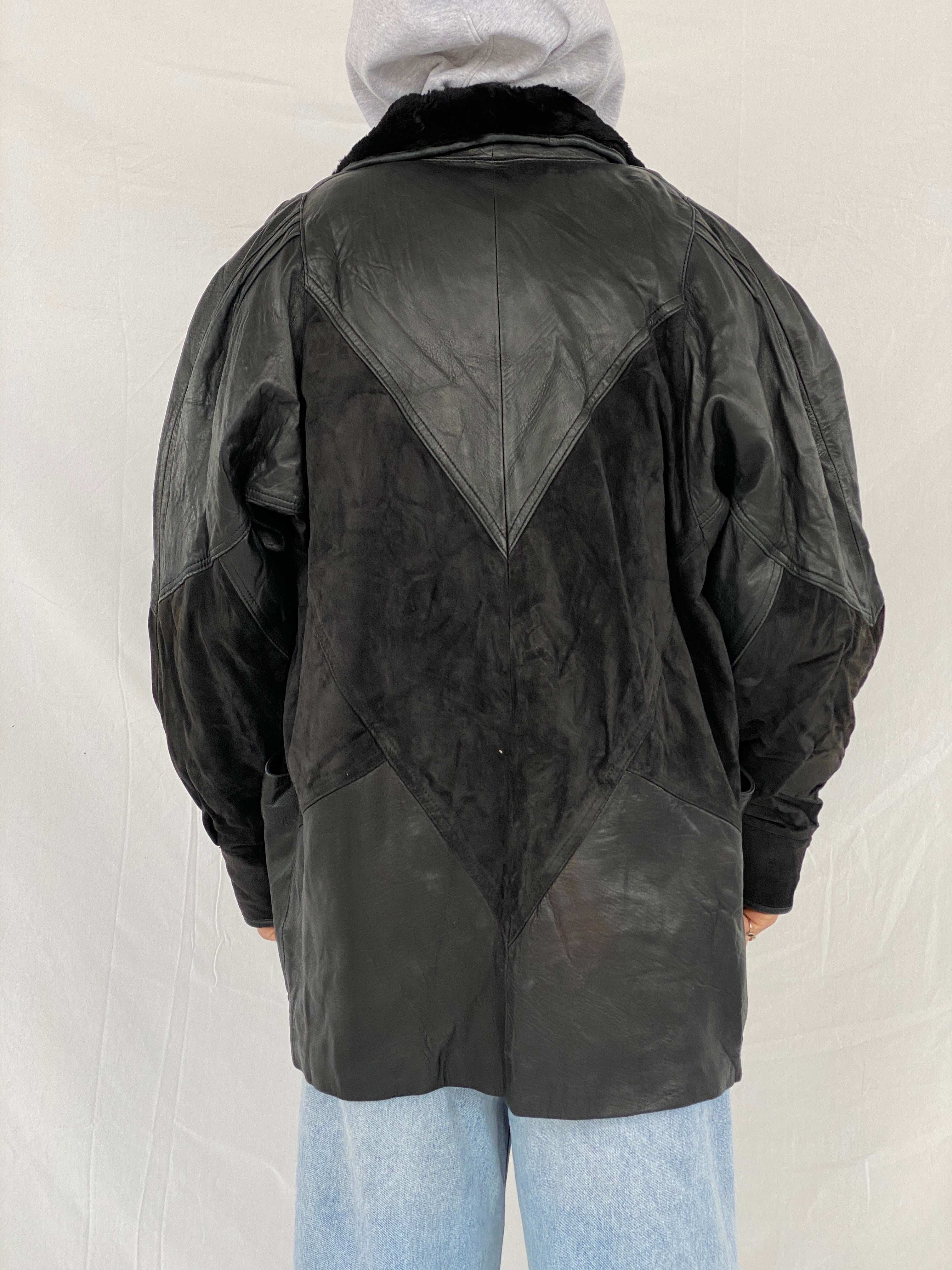 Vintage 80s Gary’on Paris Shearling Coat - Balagan Vintage Leather Coat 80s, 90s, Abdullah, genuine leather coat, winter