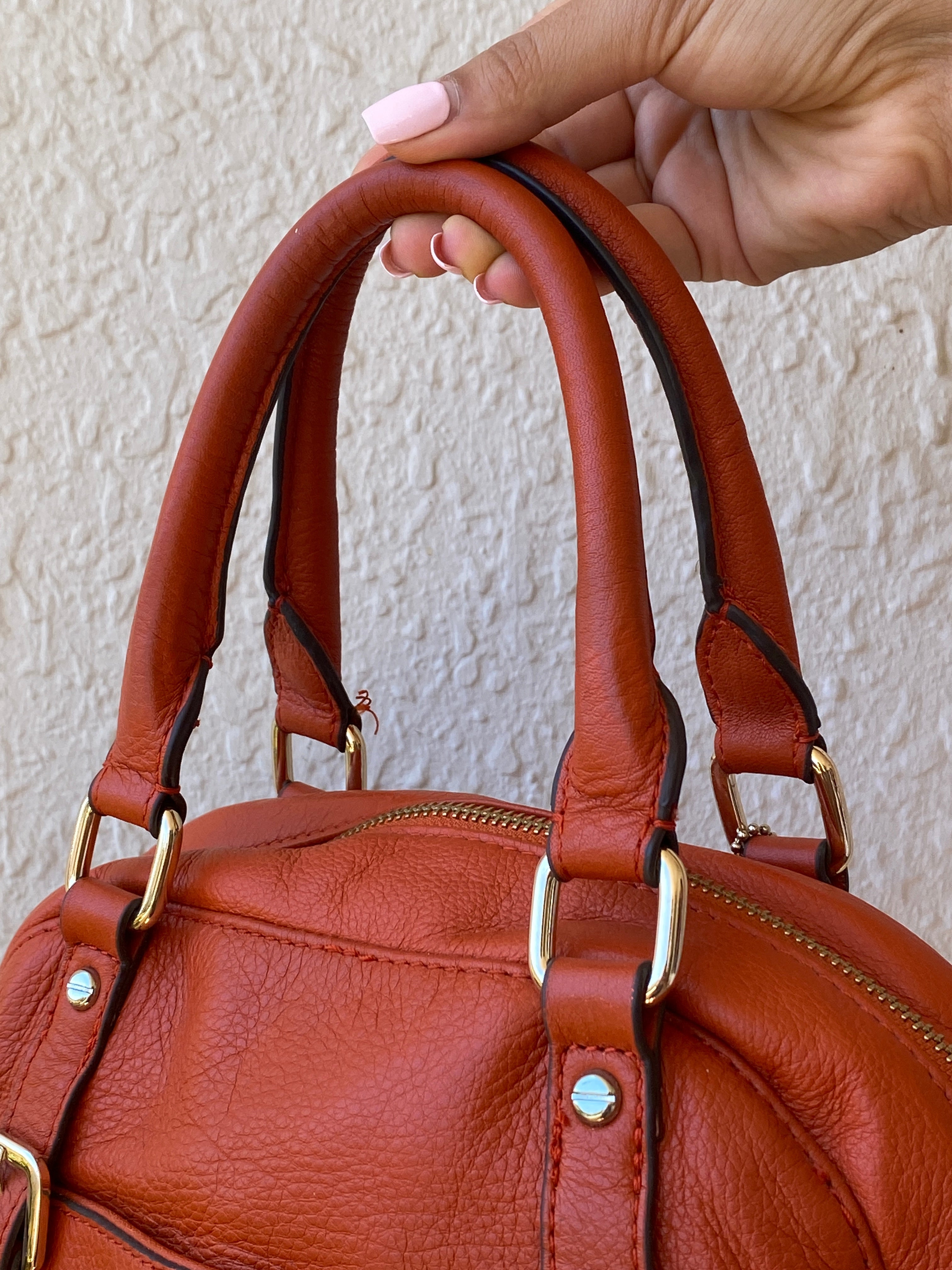 Vintage Danier Cognac Genuine Leather Convertible Satchel Crossbody Bag