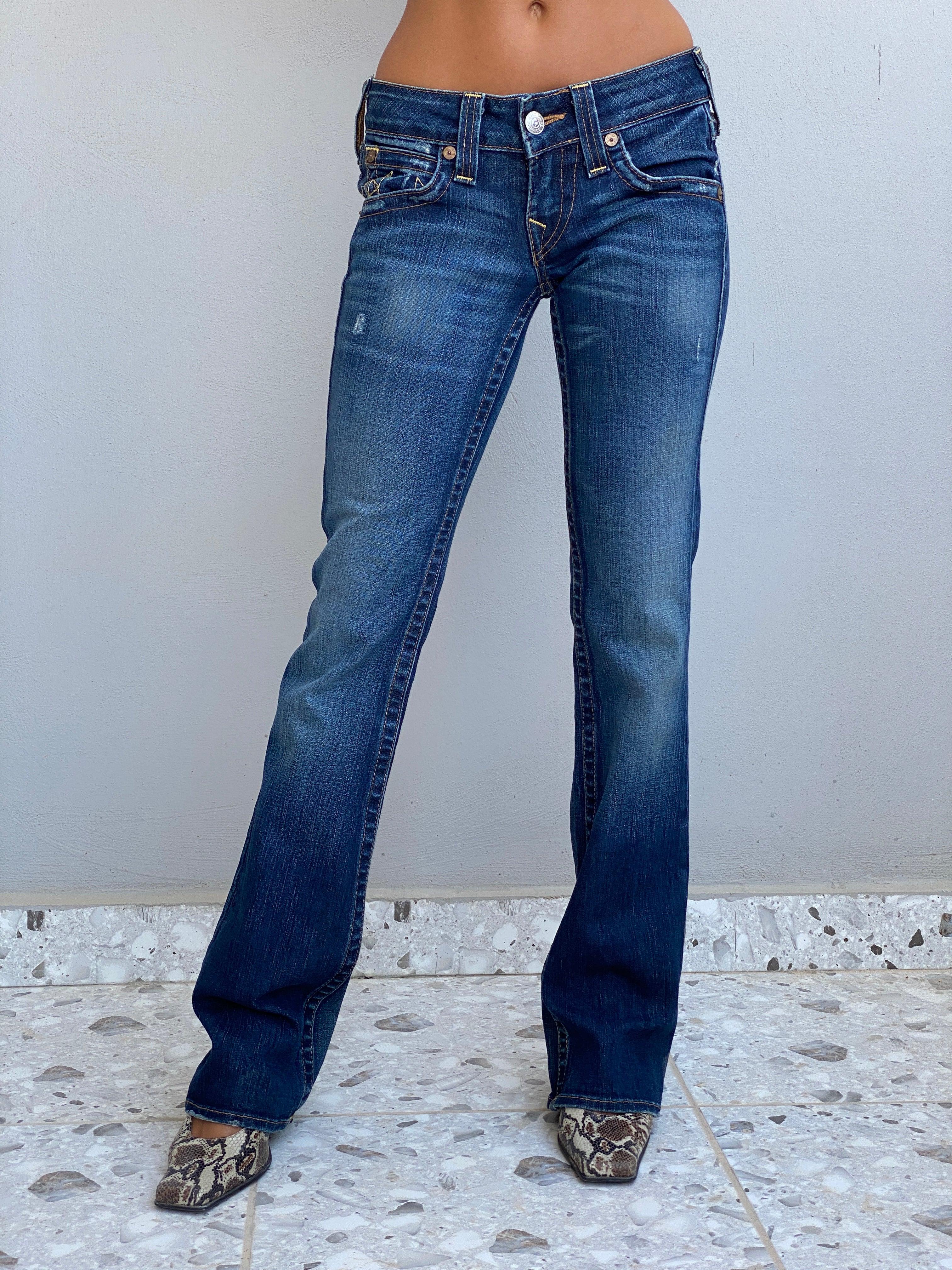 Vintage Y2K True Religion Joey Flap Pocket Low Rise Bootcut Jeans - 34EUR