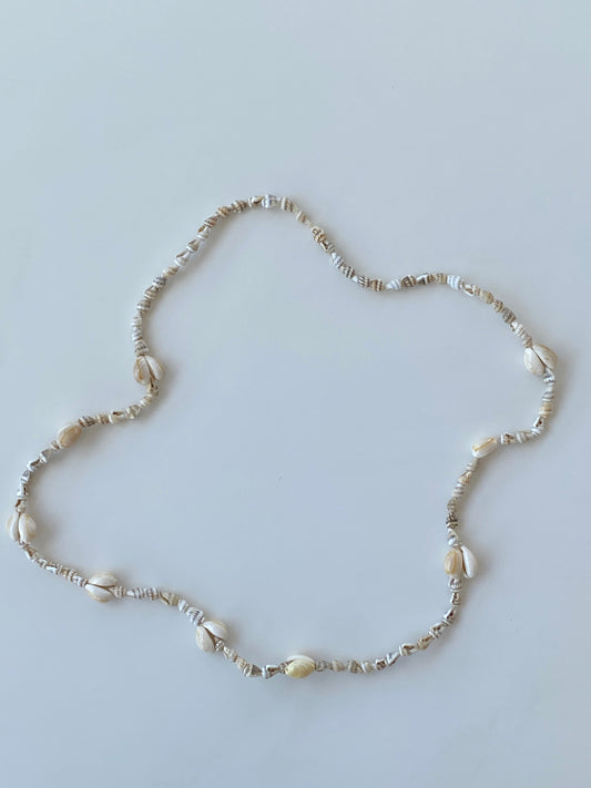 Natural Shell Beach Costal Ivory Nautical Cowrie Conch Nautilus Shells Necklace