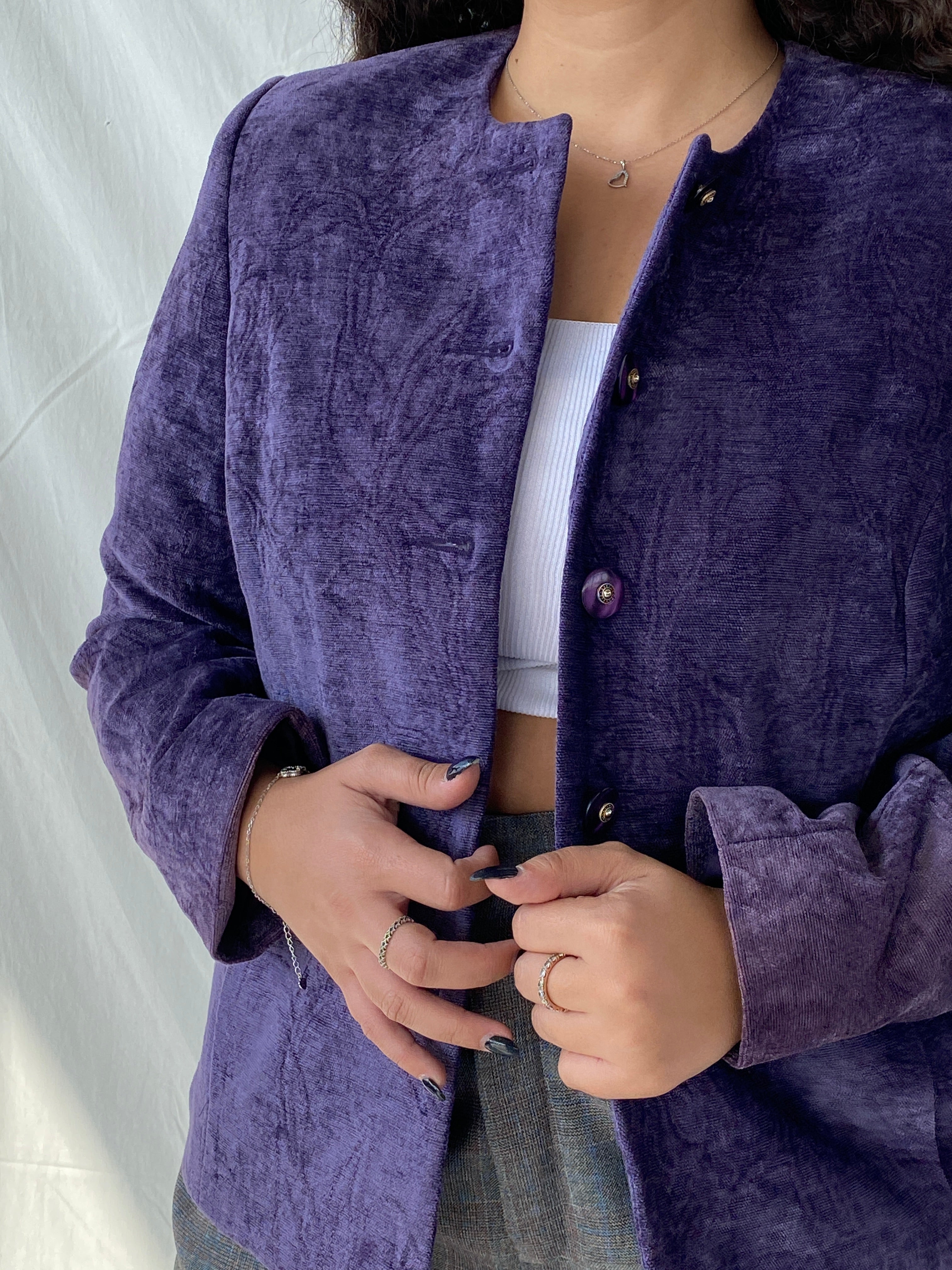 00s KORET Buttoned Purple Heavy Women’s Blazer Jacket - L