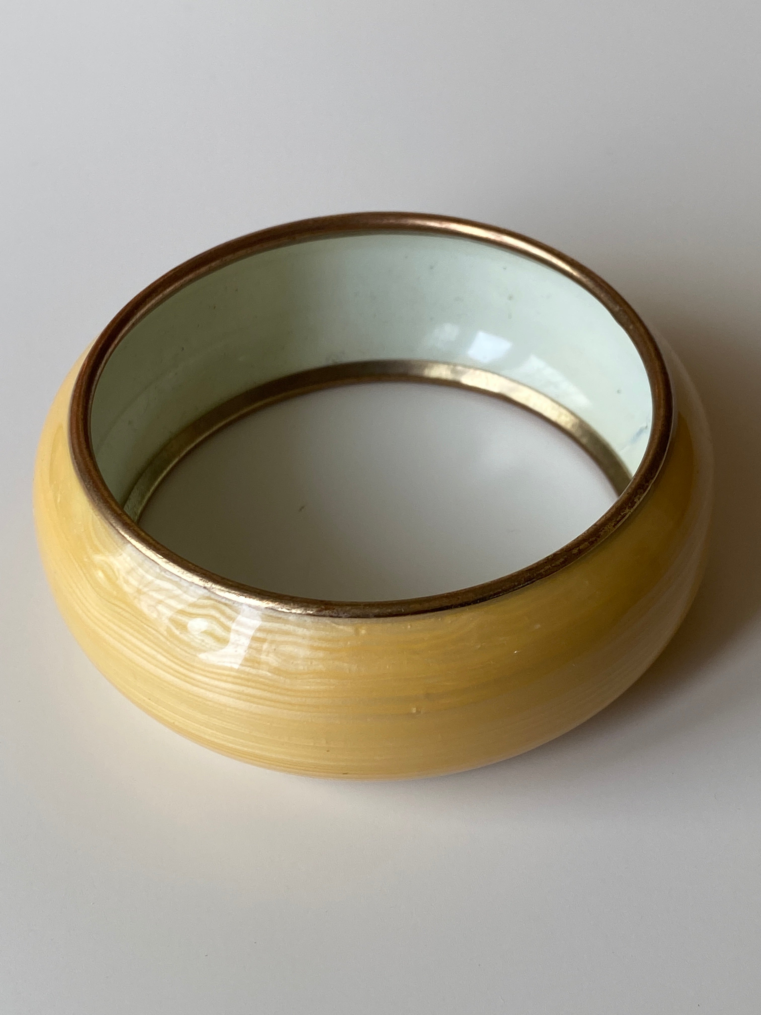 Vintage Yellow Lucite Bangle with Gold-Tone Inlay Mid Century Style Statement Bracelet