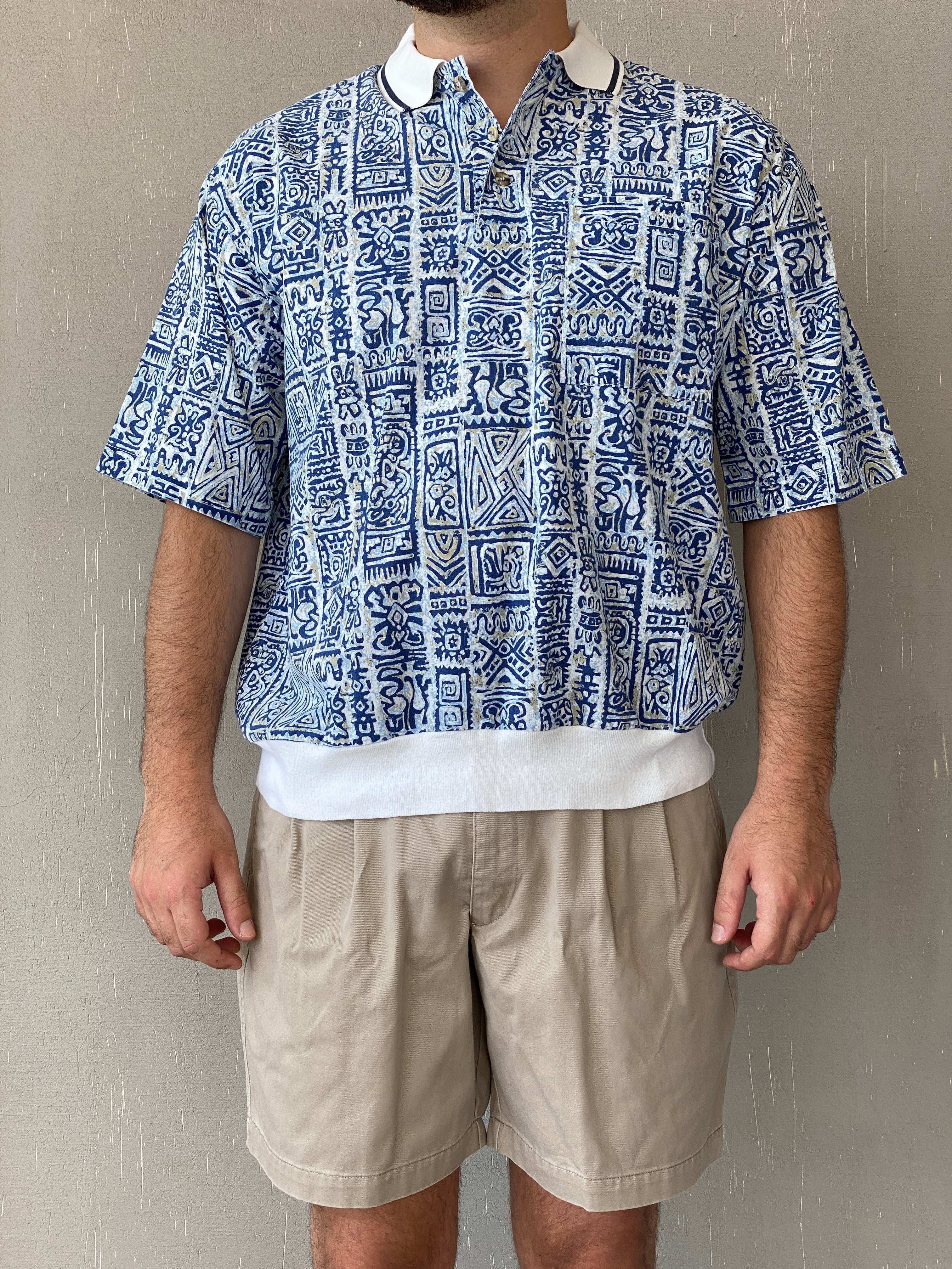 Vintage John Blair Hawaiian Print Men’s Top - L - Balagan Vintage Half Sleeve Top 90s, golf top, Iyad, NEW IN, Top