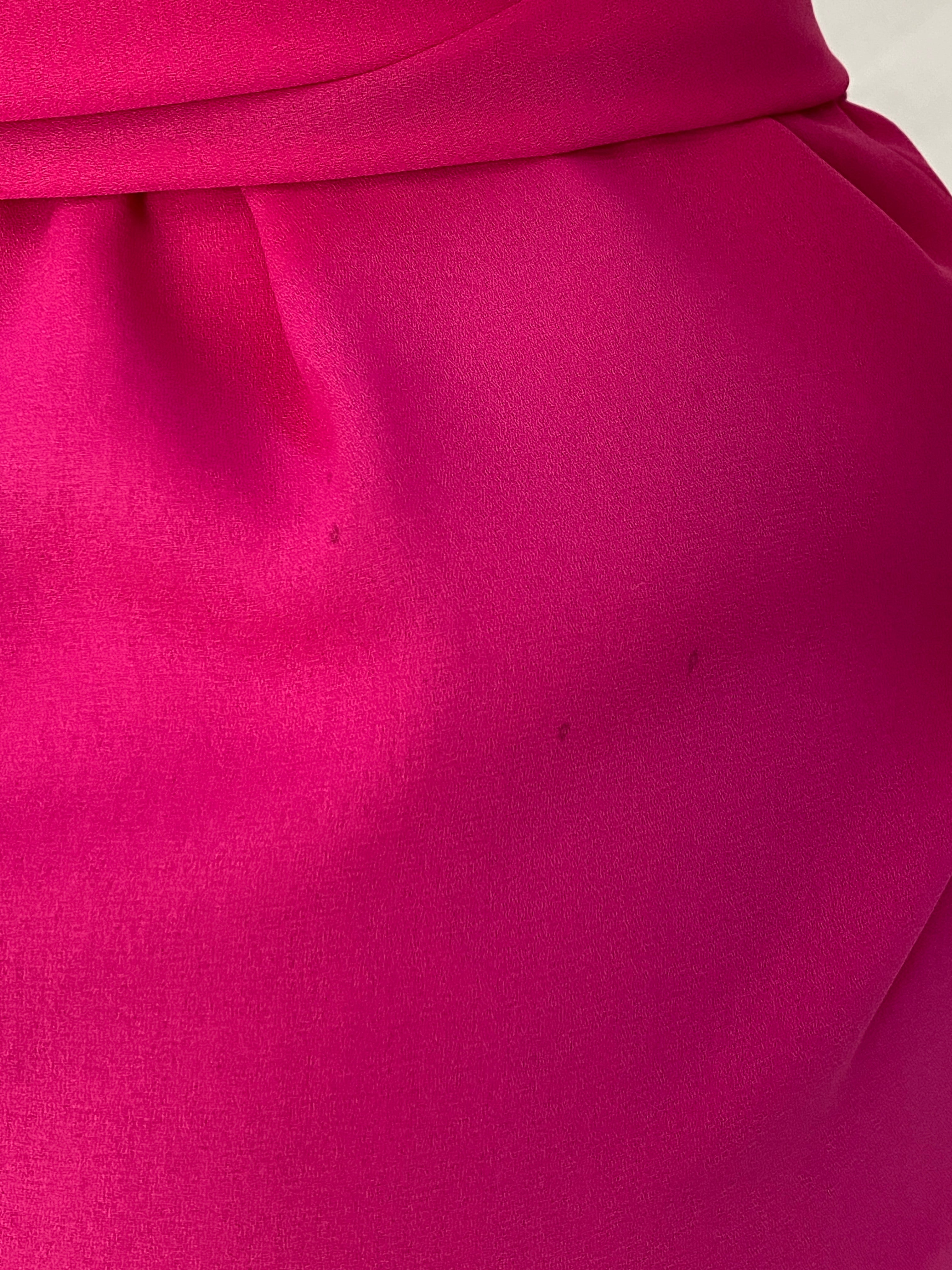 Vintage 80s Henry-Lee Hot Pink Statement Shoulder Mini Dress - S