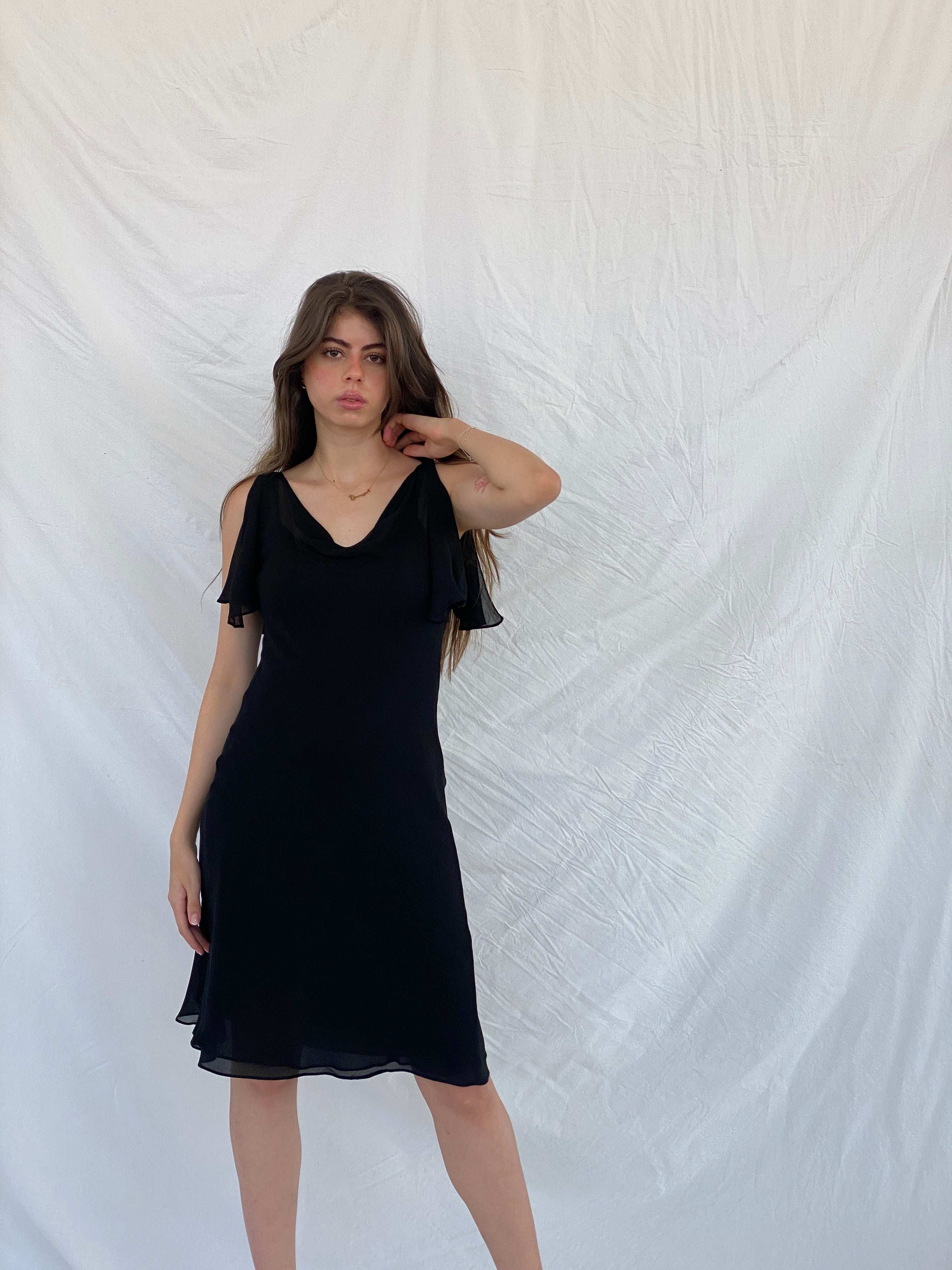 Vintage Express Black Midi Silk Dress - M - Balagan Vintage Midi Dress 00s, 90s, black dress, midi dress, Mira, NEW IN, silk, Wedding Guest