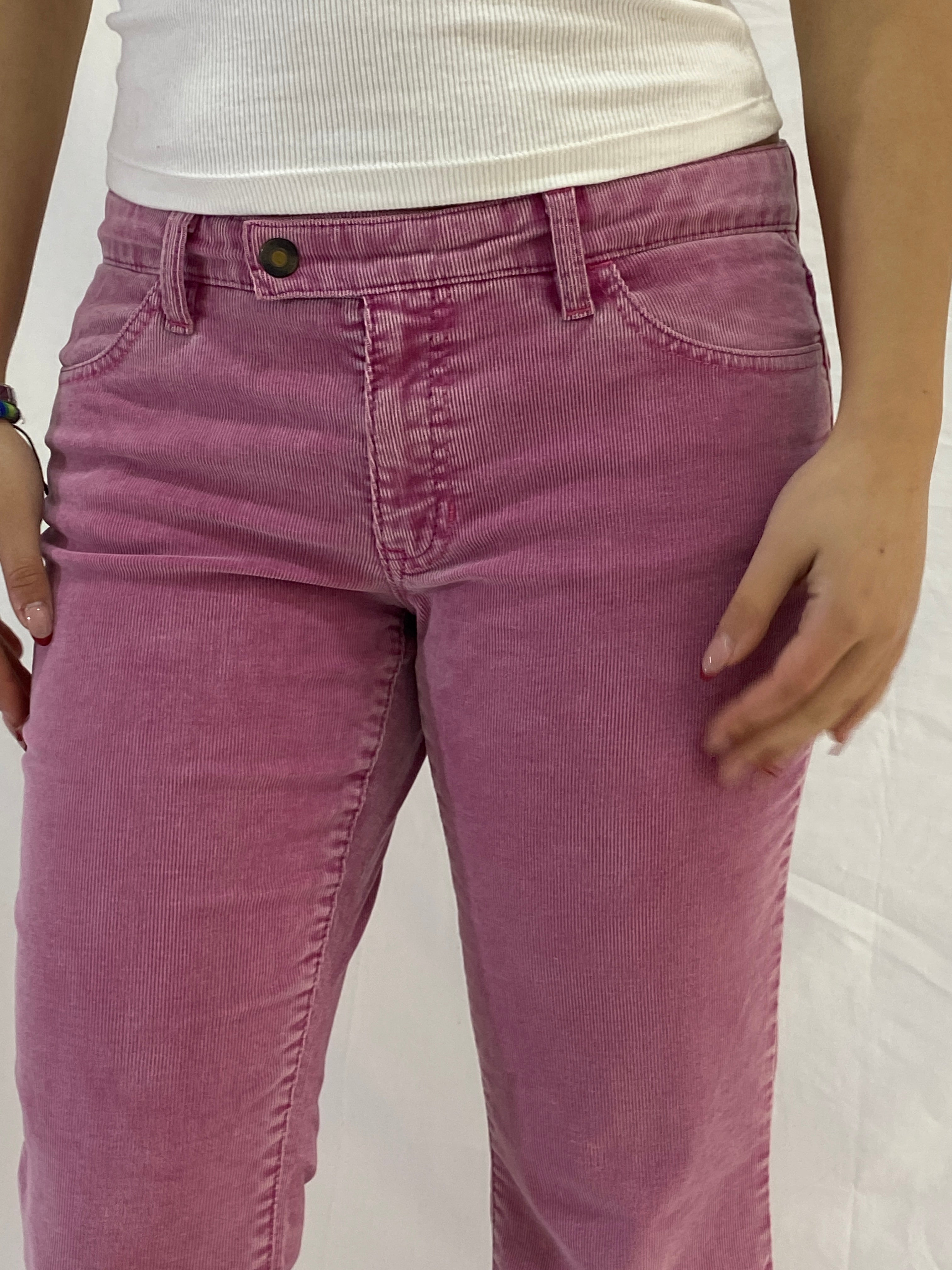 Y2K GAP Stretch Dusty Pink Corduroy Low Rise Flared Pants - L