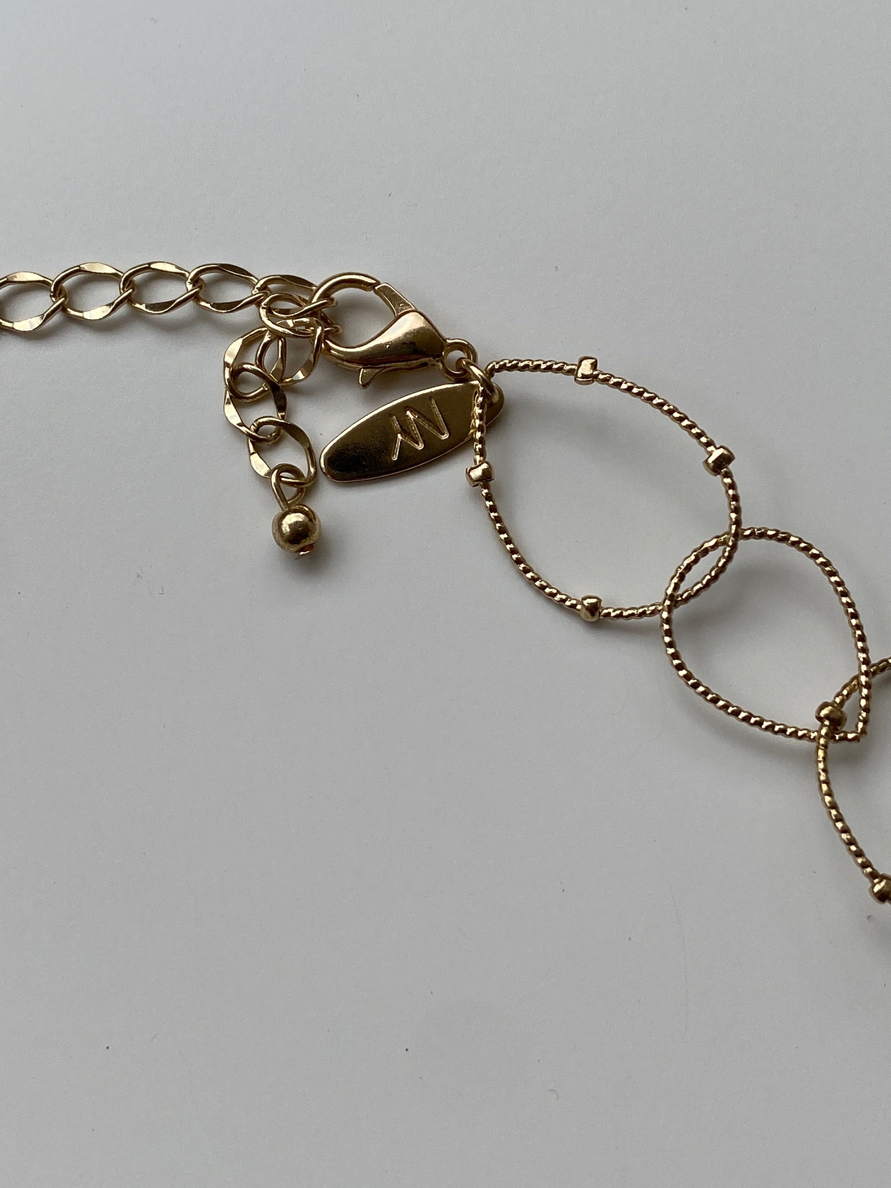 Vintage NY Gold Tone Open Link Chain Necklace with Red Crystal Beads