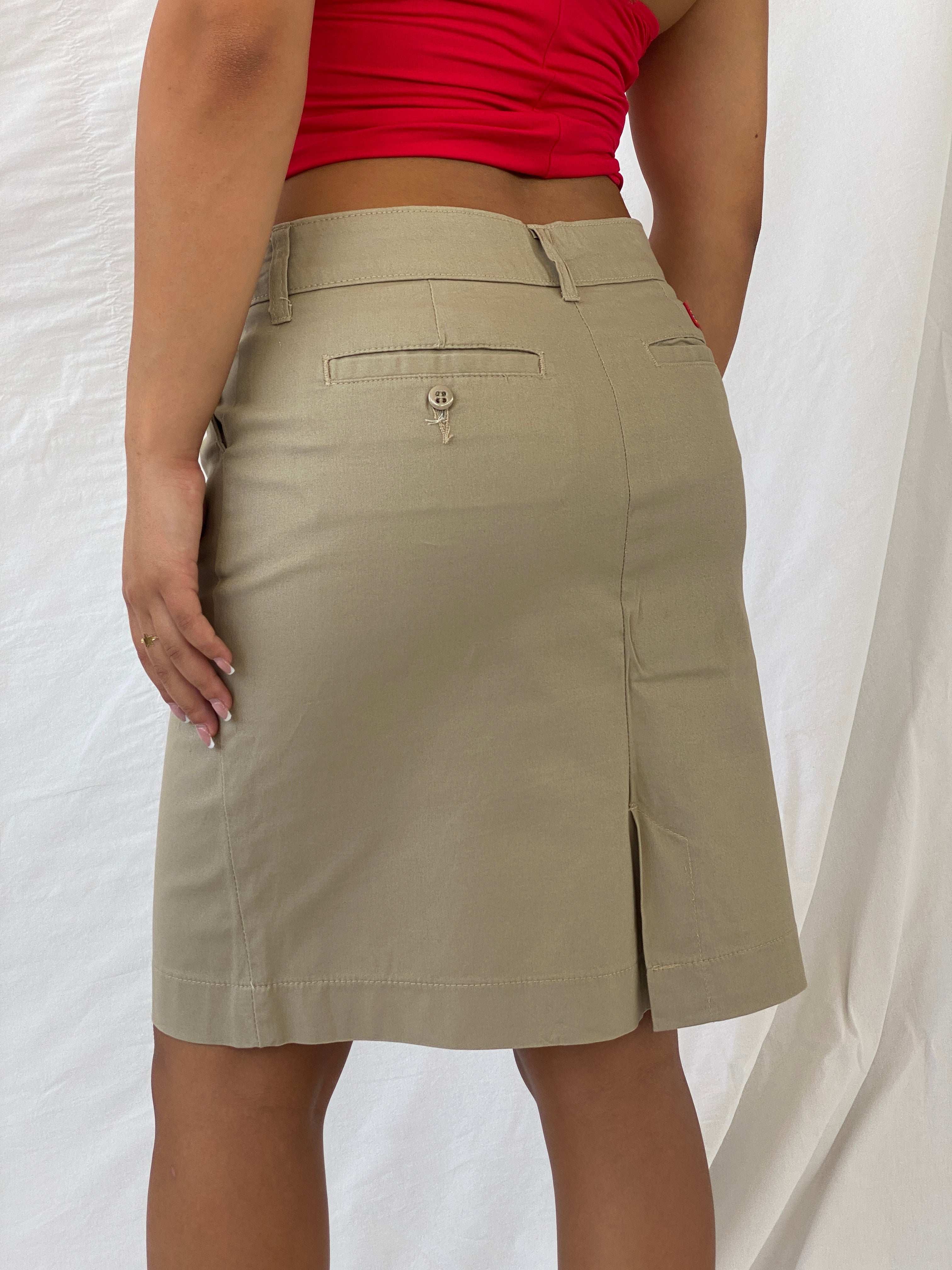 Dickies Khaki Straight Pencil Twill Skirt