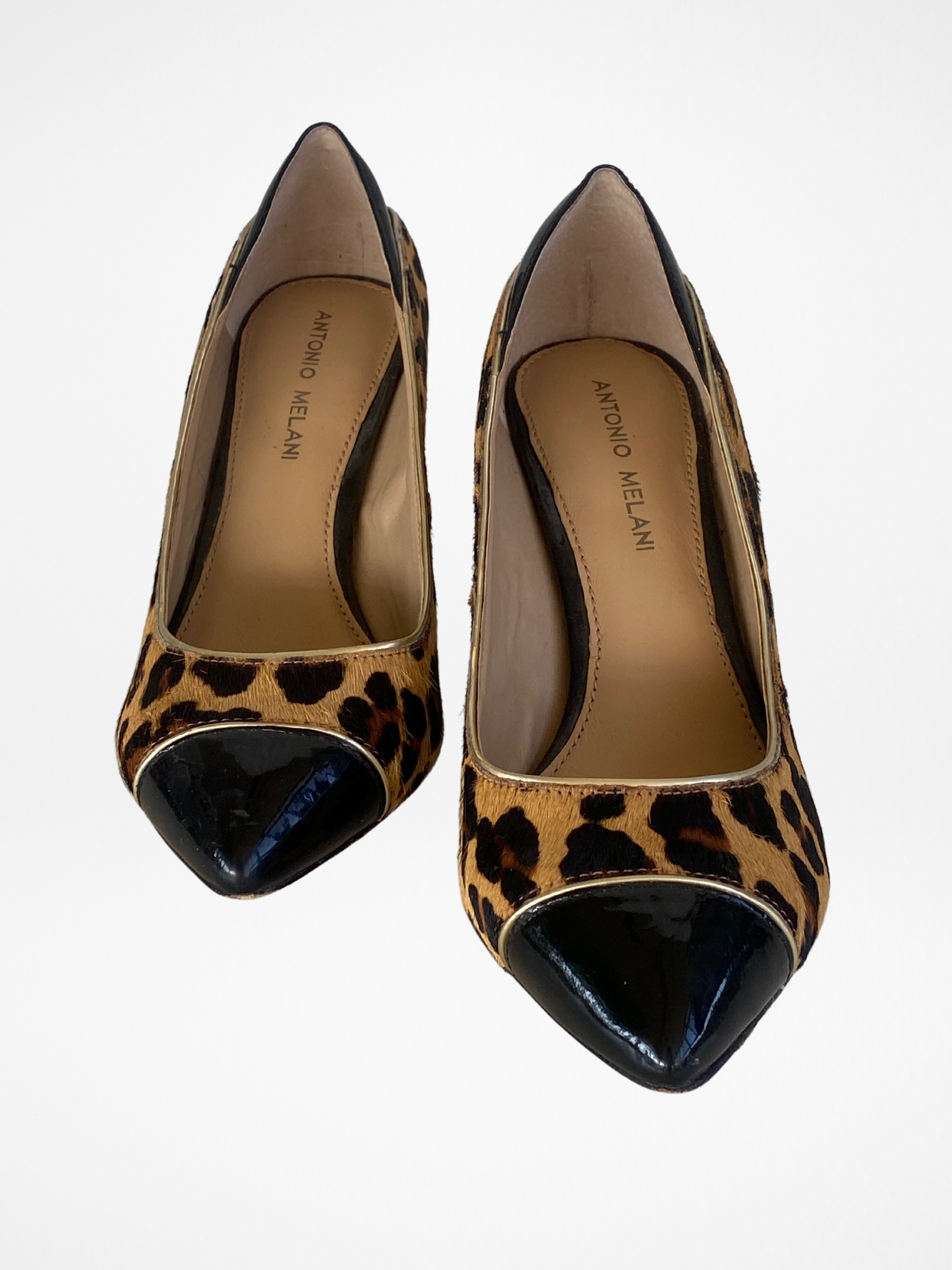 Antonio Melani Cheetah Print Real Sheared Calf Fur High Heels Leather - 39EUR