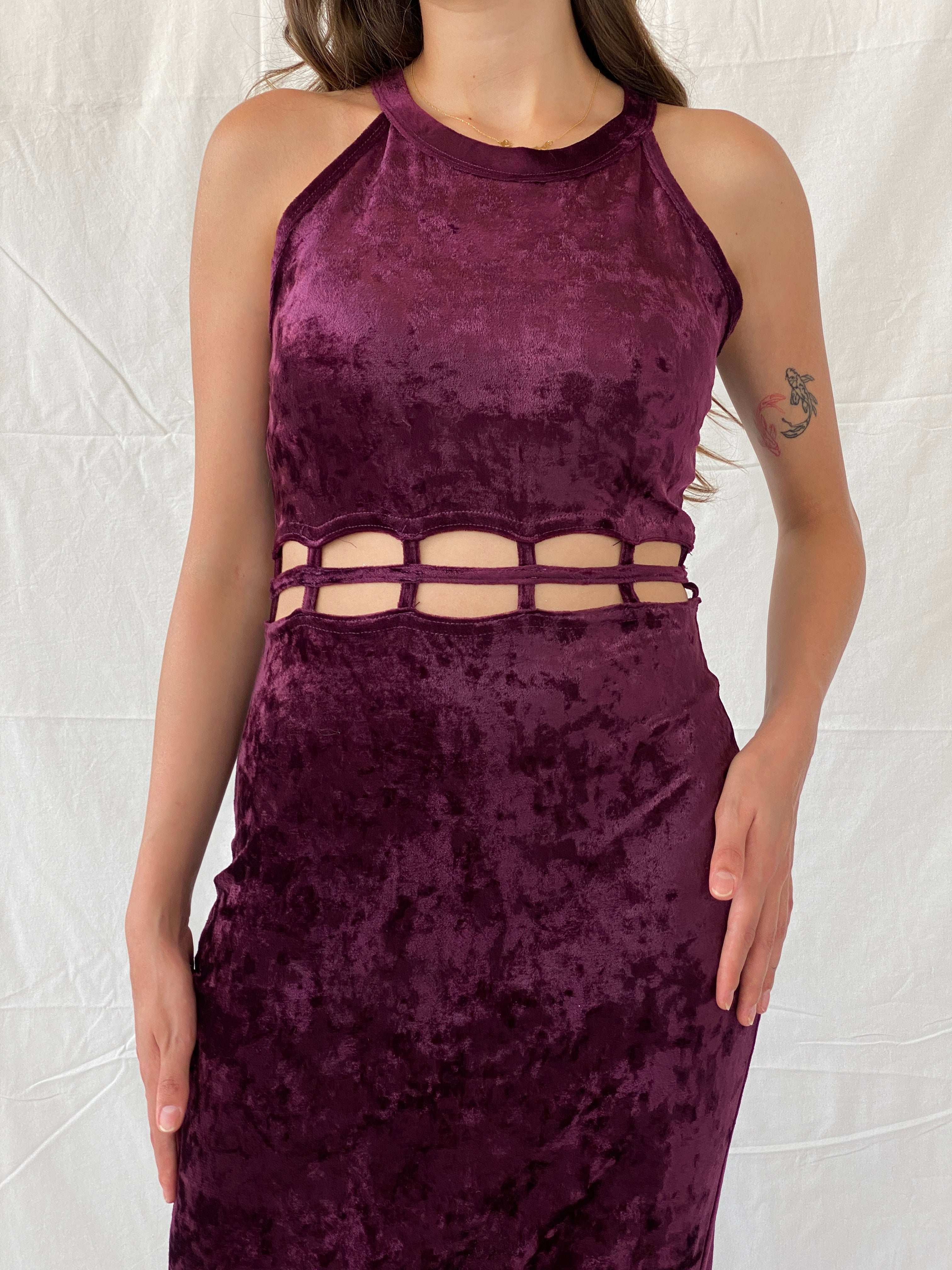 Vintage Joule Velvet Purple Maxi Sleeveless Party Dress - M