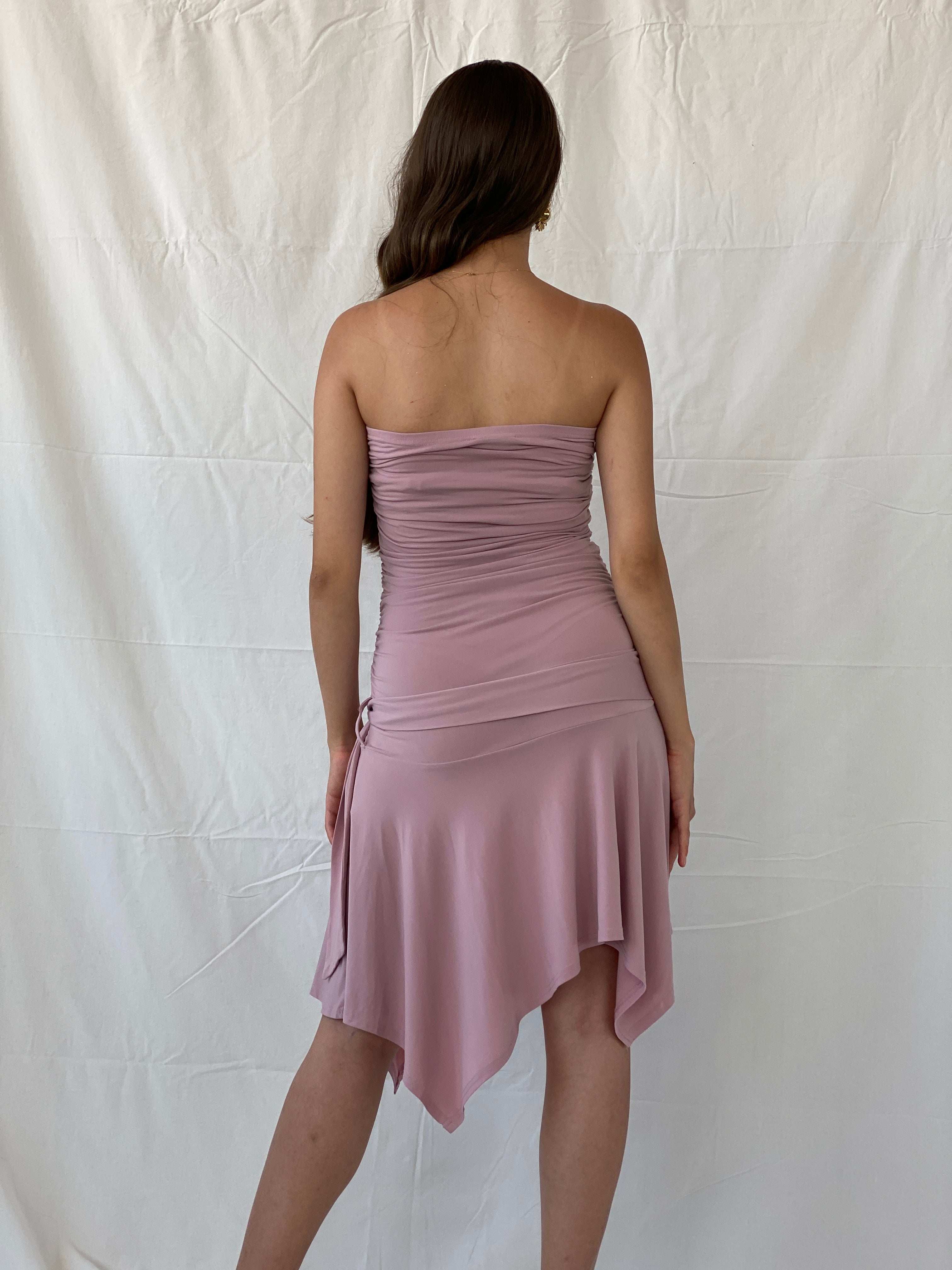 Vintage Y2K Filo Strapless Dress With Asymmetrical Hem - S