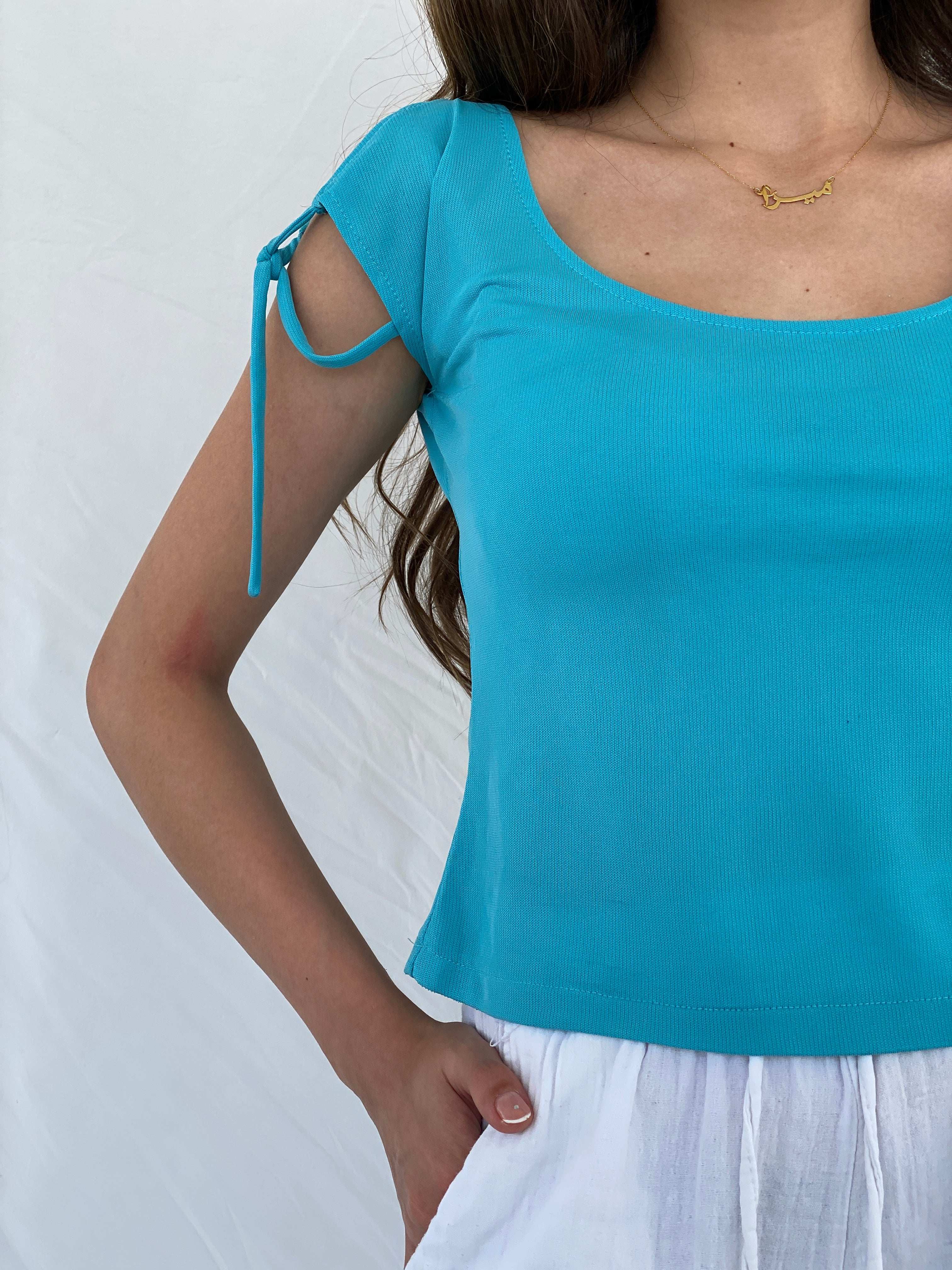 Vintage La City Blue Top - M - Balagan Vintage Half Sleeve Top 00s, 90s, Mira, NEW IN, shimmer, women top