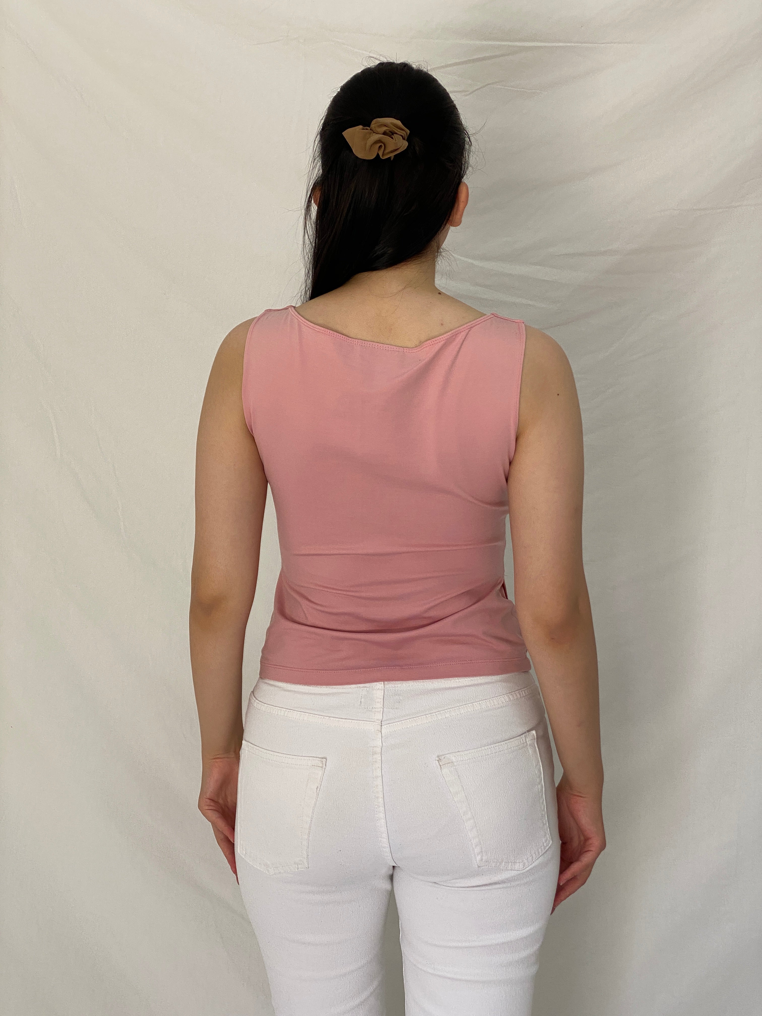 OJAY Blush Pink Asymmetrical Sleeveless Stretch Top – S
