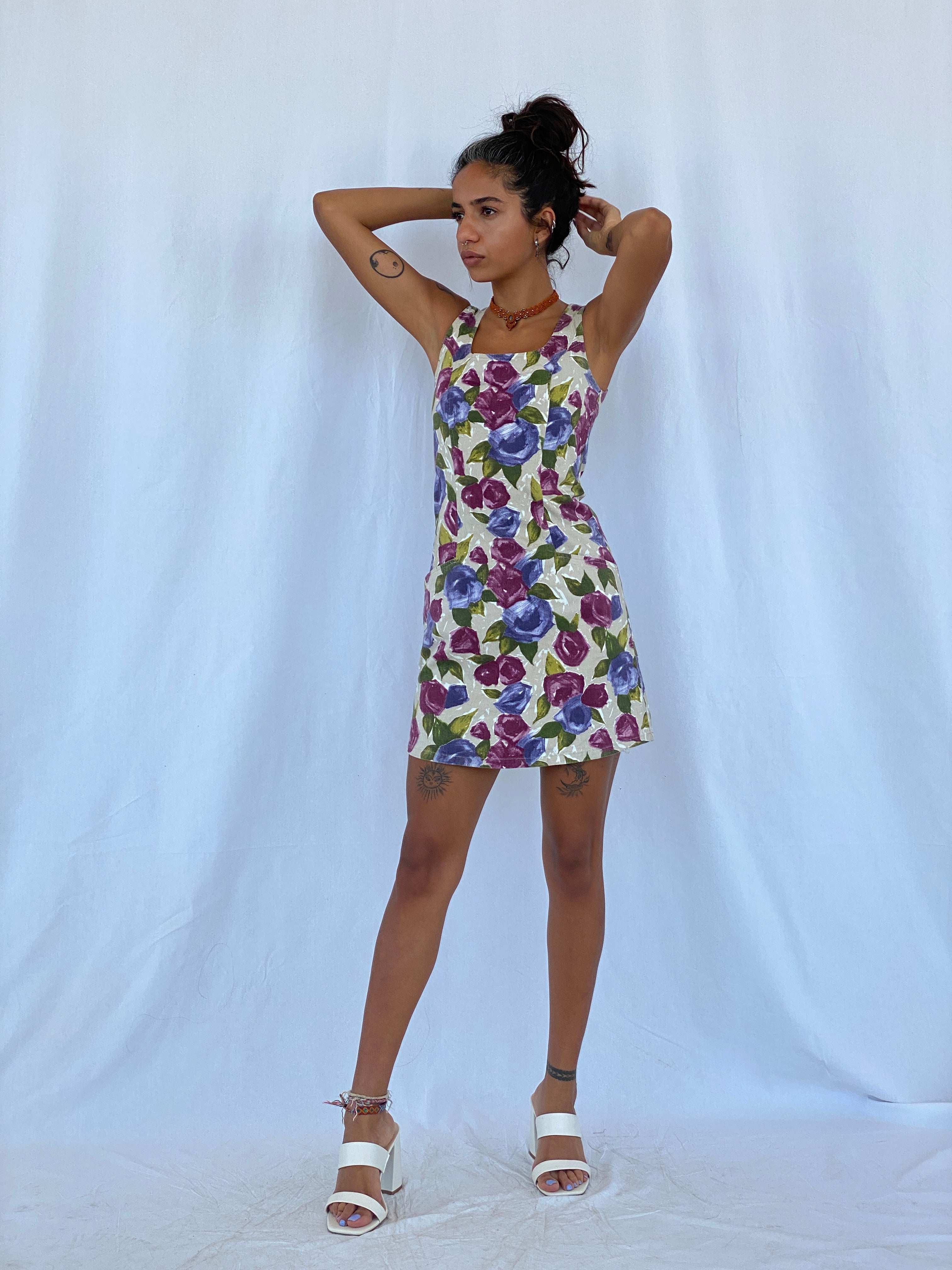 Vintage 90s Hennes Collection Floral Mini Dress - Size XS